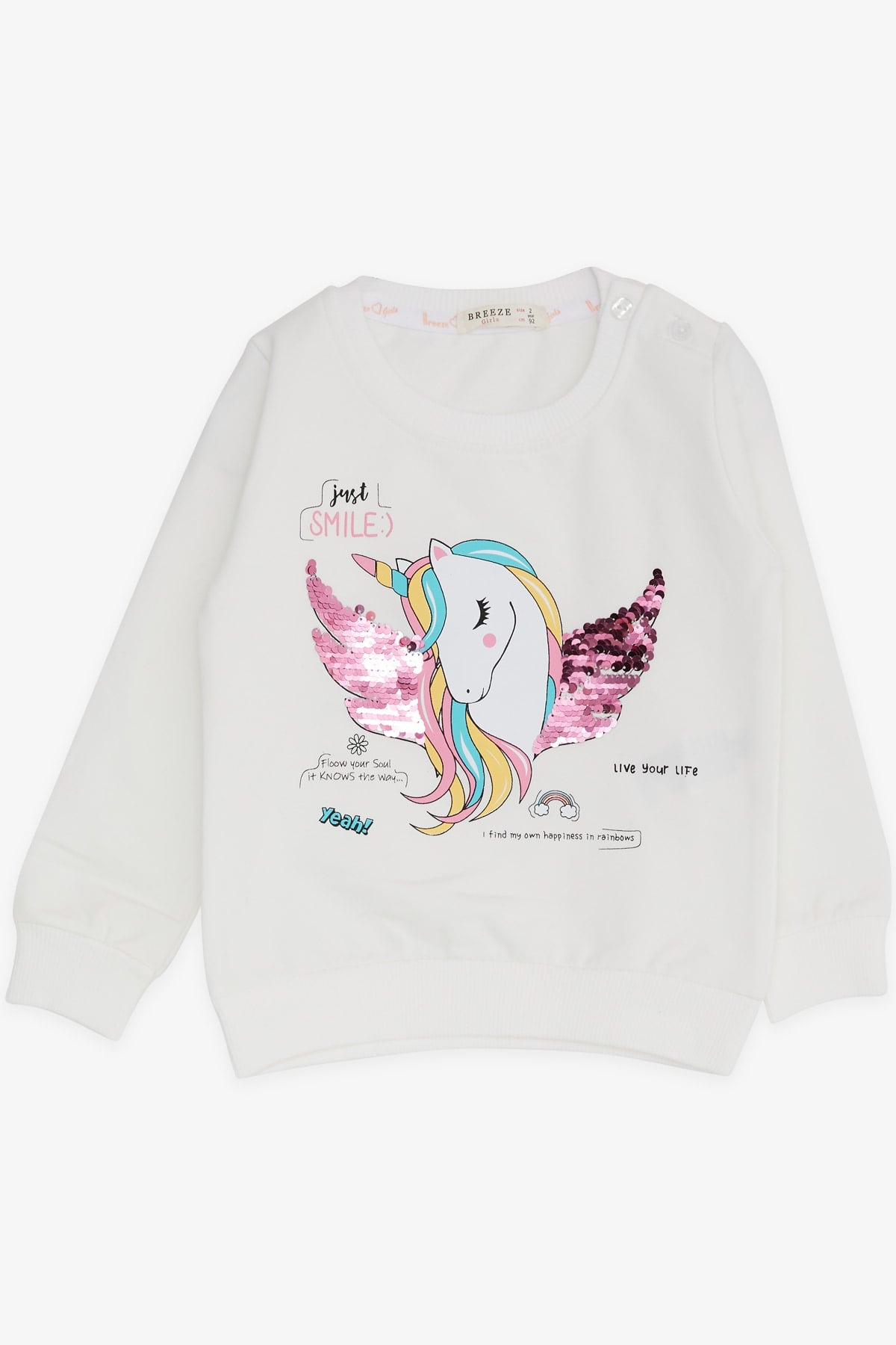 Breeze Kız Bebek Sweatshirt Unicorn Ekru (2 Yaş)