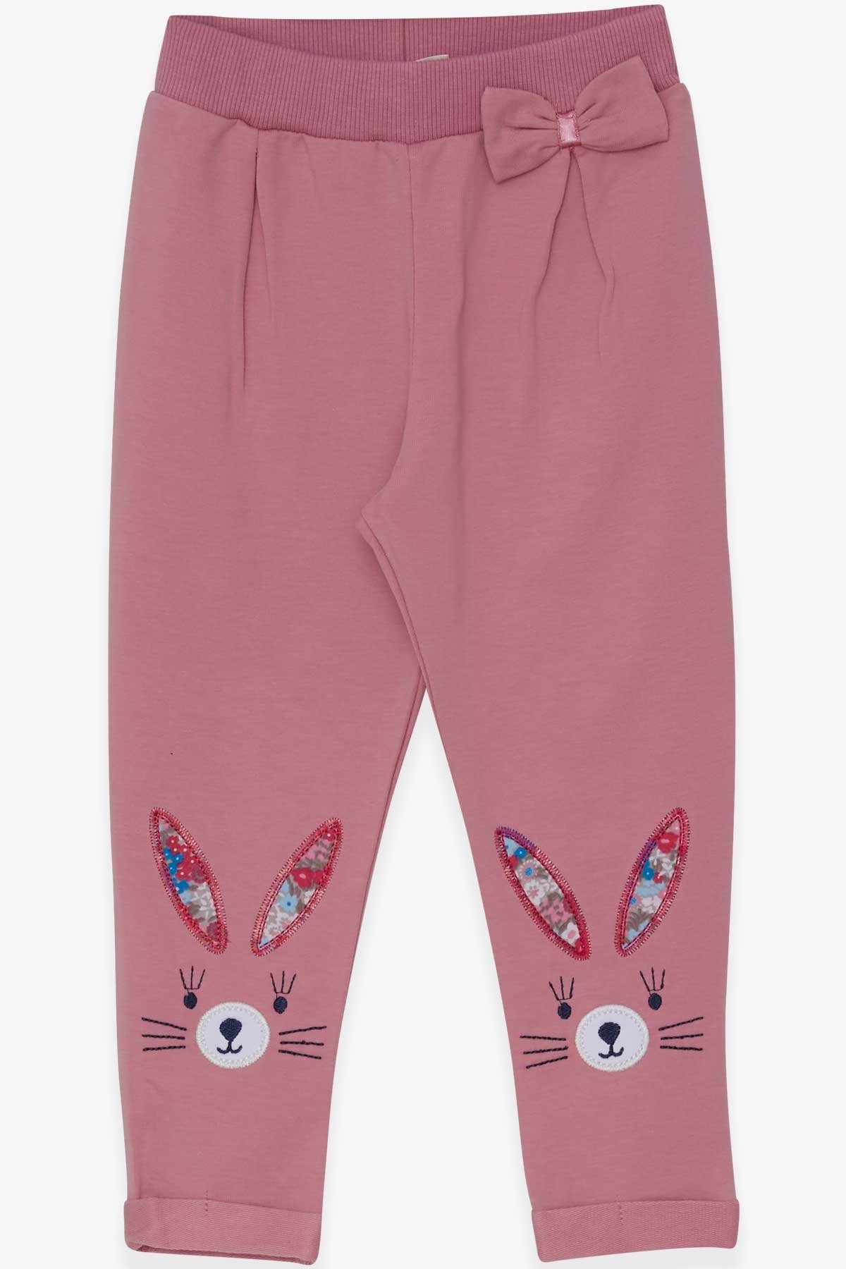 Breeze Kız Bebek Tayt Pantolon Tavşan Nakışlı Gülkurusu (9 Ay-3 Yaş)