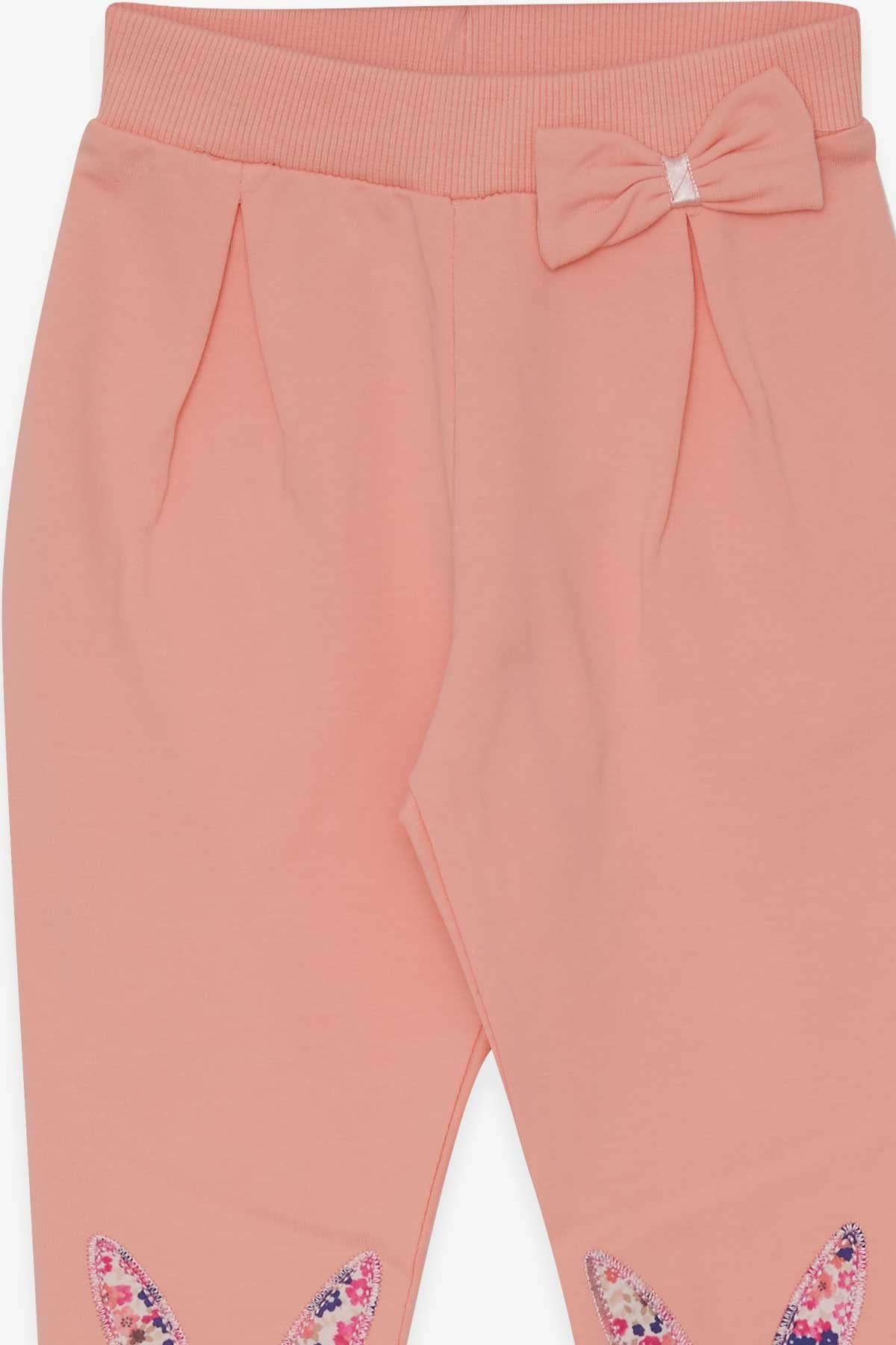 Breeze Kız Bebek Tayt Pantolon Tavşan Nakışlı Somon (9 Ay-3 Yaş)