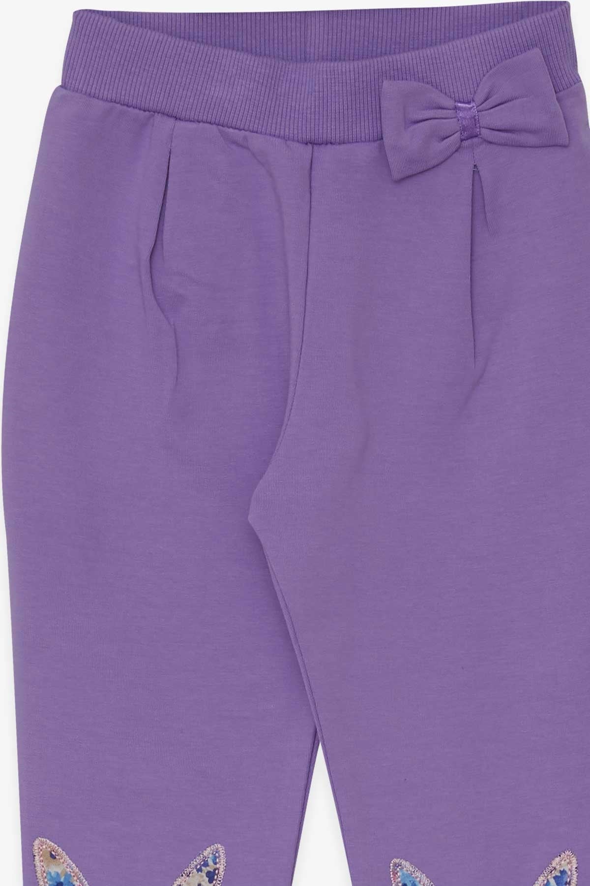 Breeze Kız Bebek Tayt Pantolon Tavşan Nakışlı Eflatun (9 Ay-3 Yaş)