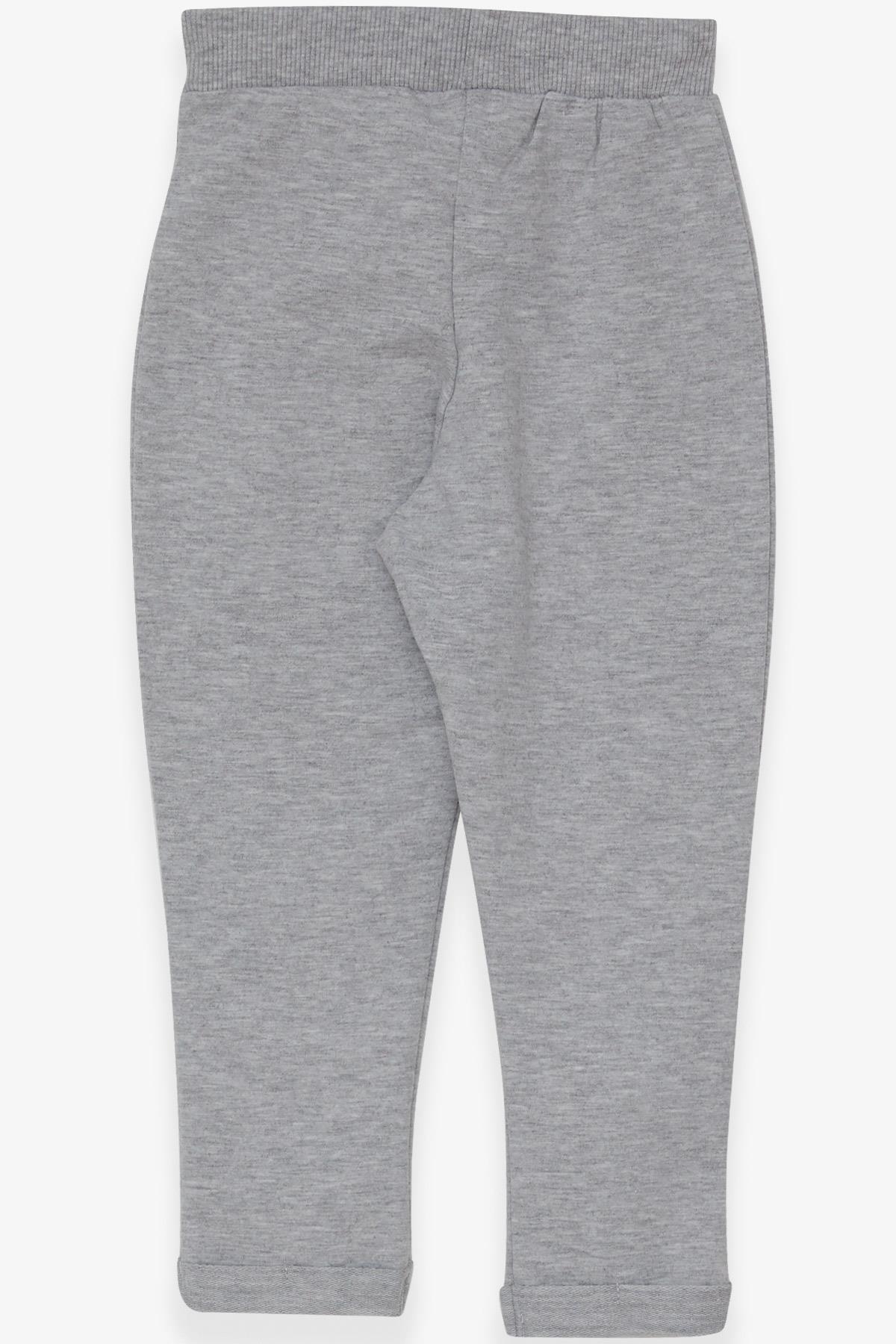 Breeze Kız Bebek Tayt Pantolon Tavşan Nakışlı Açık Gri Melanj (9 Ay-3 Yaş)