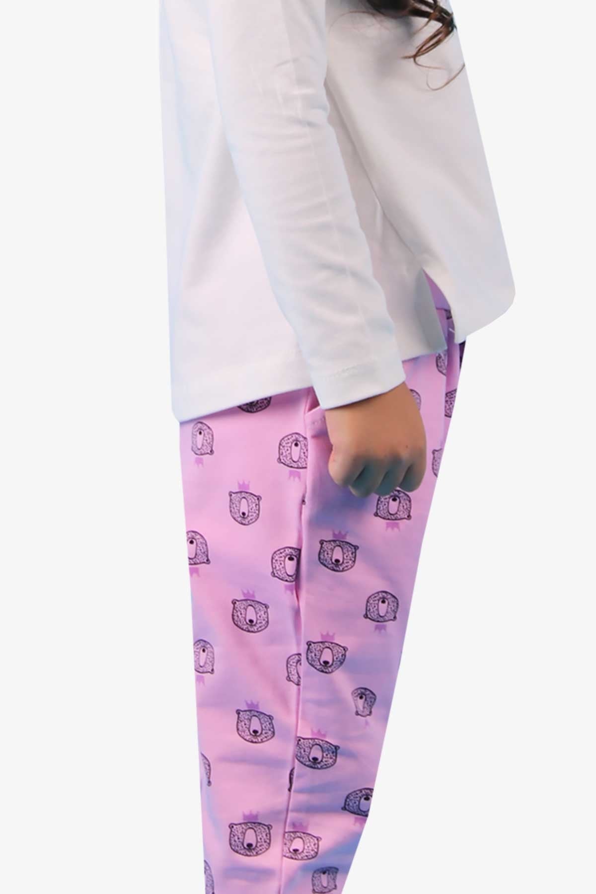 Breeze Kız Bebek Tayt Taçlı Ayı Desenli Pembe (9 Ay-1.5 Yaş)