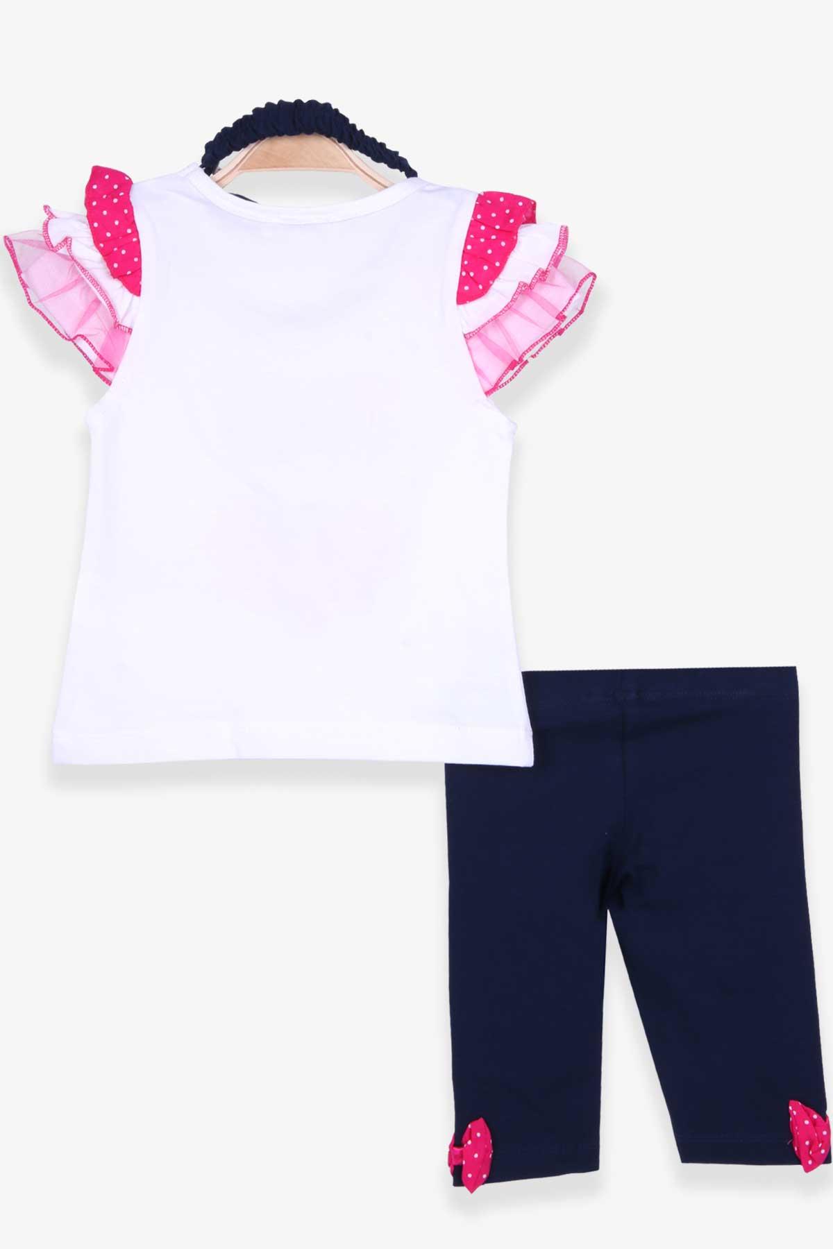 Breeze Kız Bebek Tayt Takım Balerin Baskılı Bandanalı Ekru (6 Ay-2 Yaş)