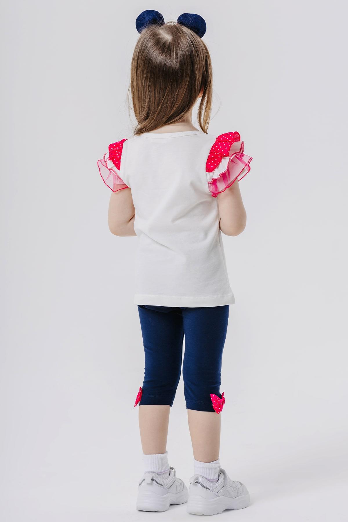 Breeze Kız Bebek Tayt Takım Balerin Baskılı Bandanalı Ekru (6 Ay-2 Yaş)