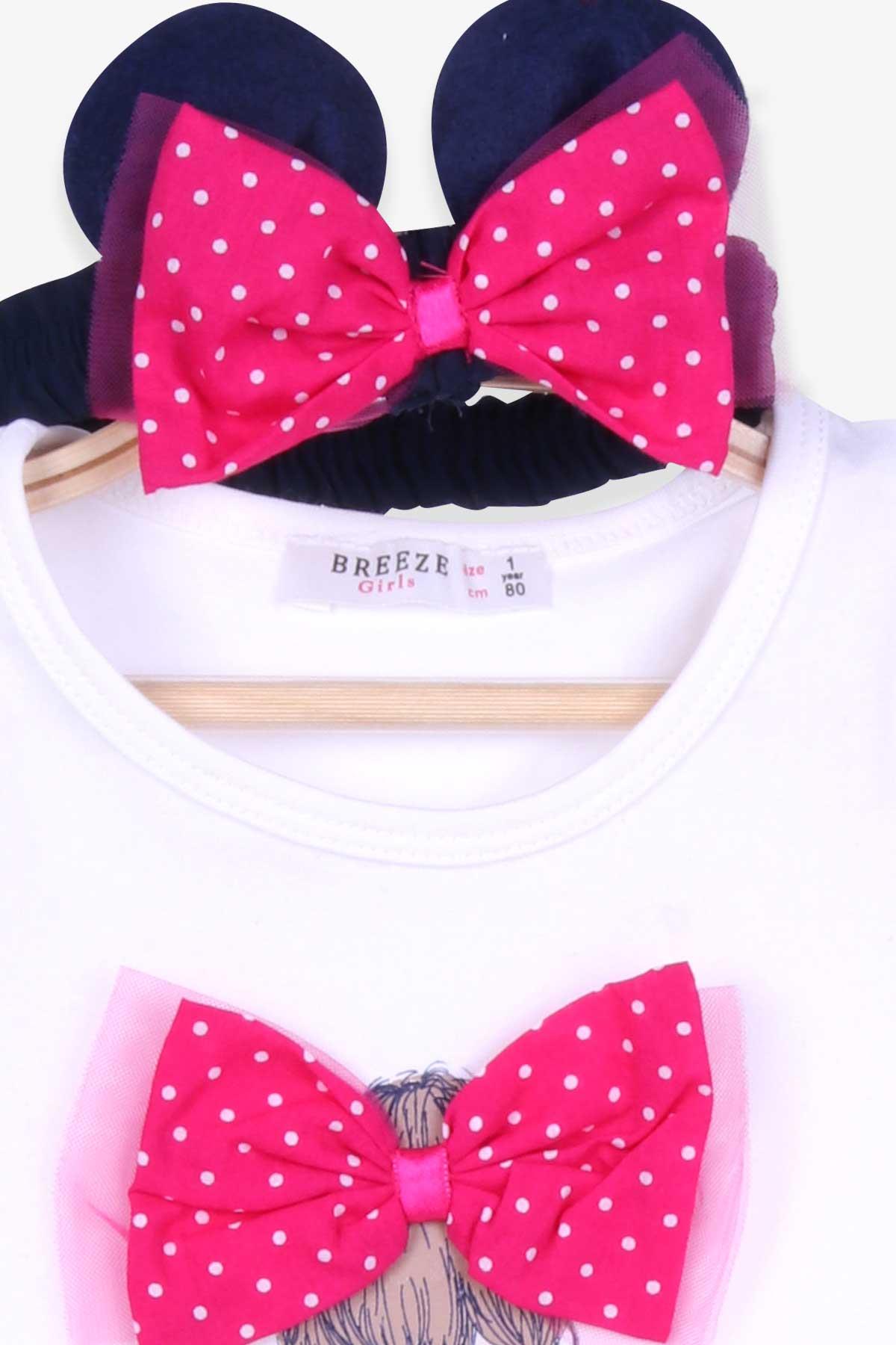 Breeze Kız Bebek Tayt Takım Balerin Baskılı Bandanalı Ekru (6 Ay-2 Yaş)