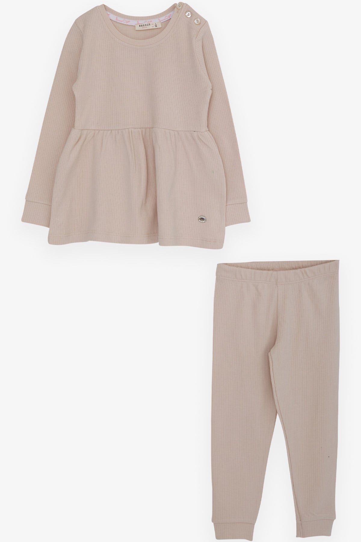 Breeze Kız Bebek Taytlı Elbise Bej (9 Ay-3 Yaş)