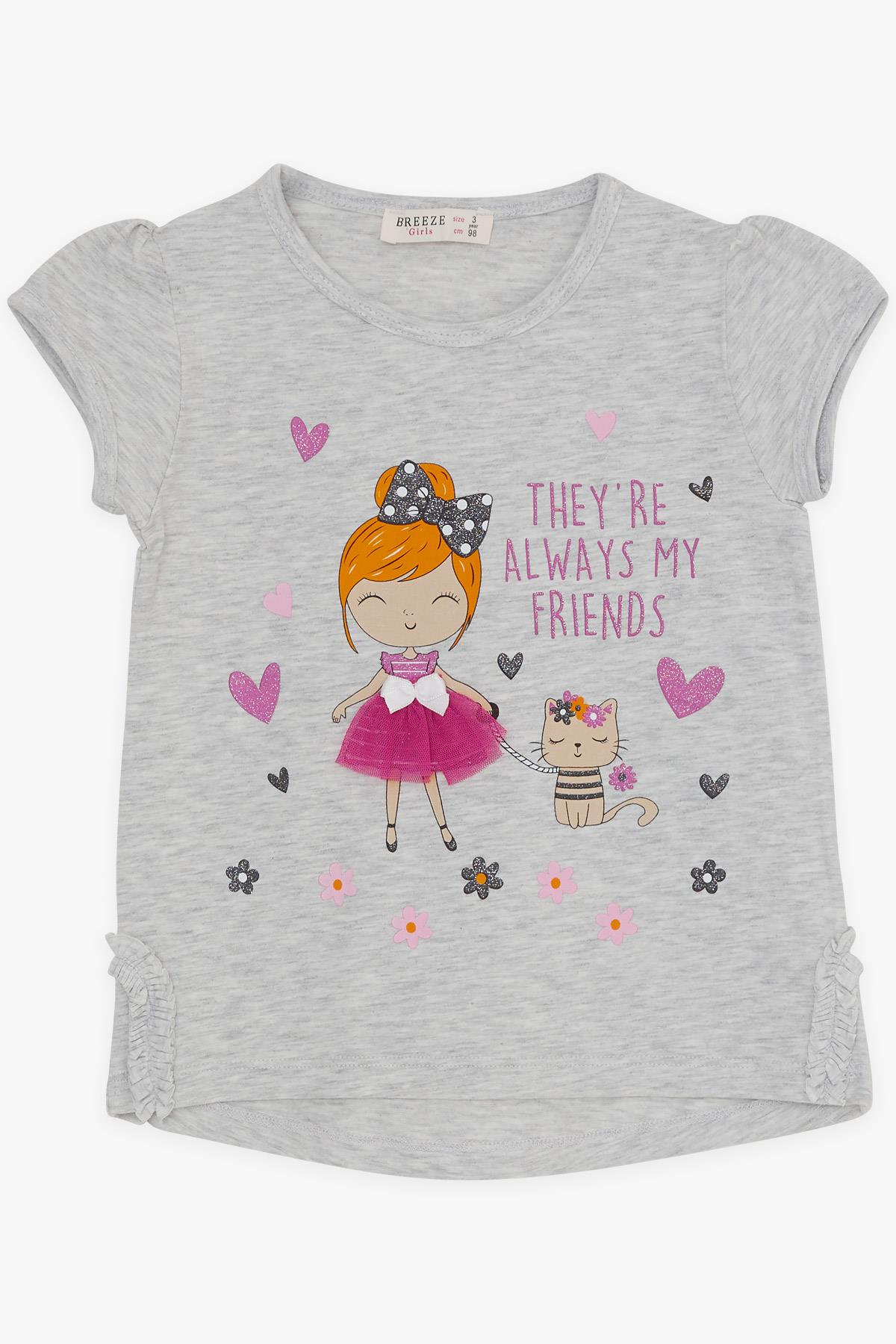 Breeze Kız Bebek Taytlı Takım Baskılı Açık Gri Melanj (1 Yaş)