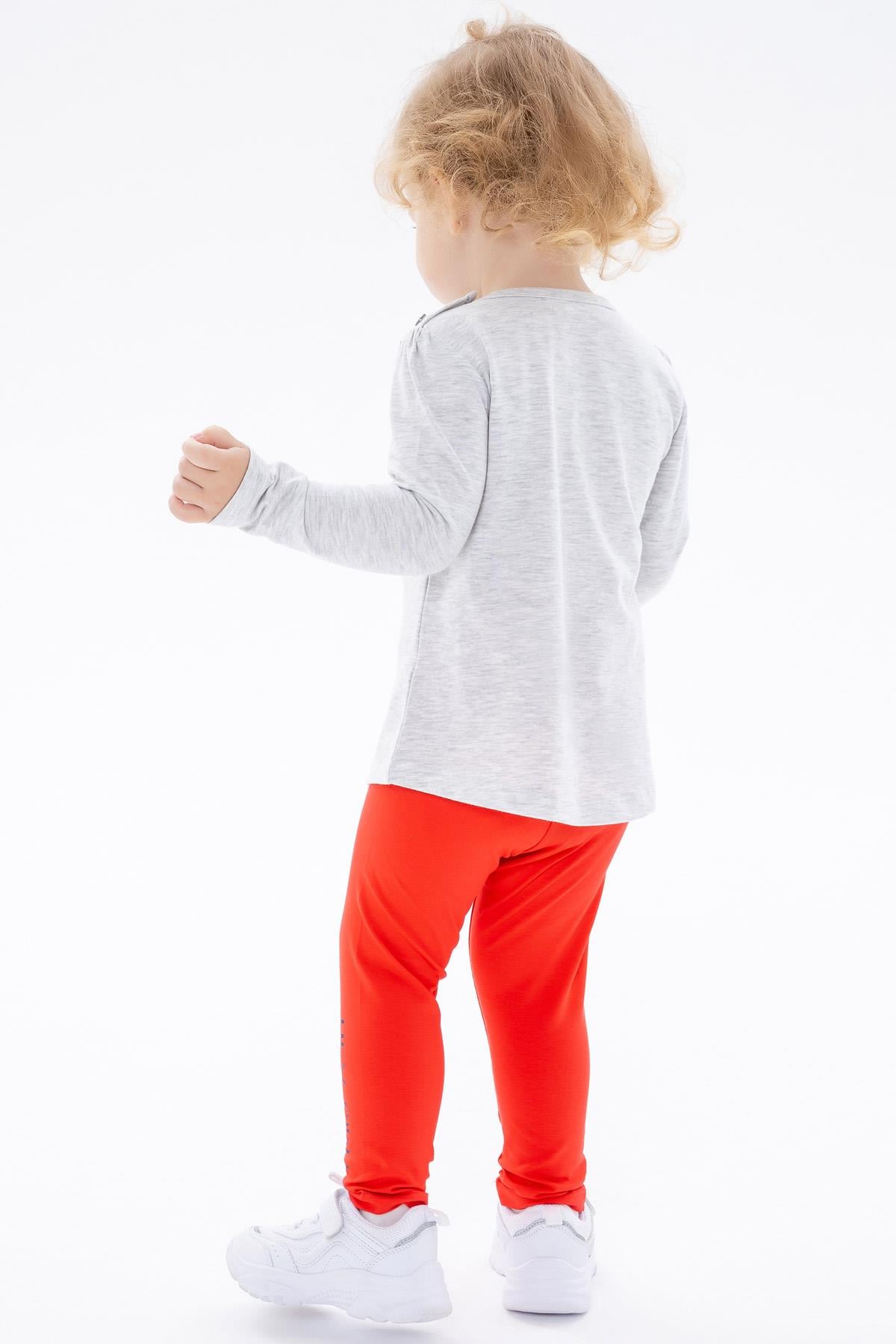 Breeze Kız Bebek Taytlı Takım Baskılı Bej Melanj (1.5 Yaş)