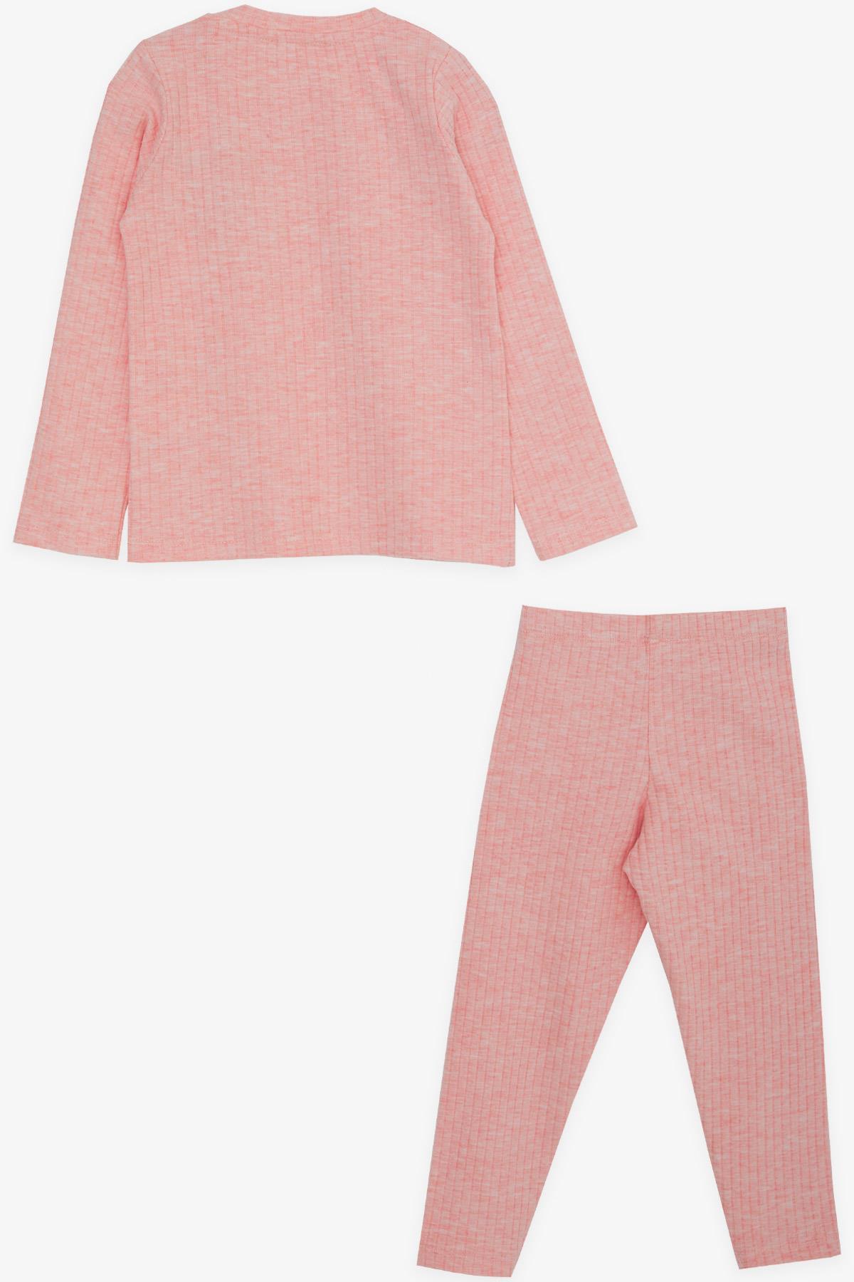 Breeze Kız Bebek Taytlı Takım Bebek Ayıcık Nakışlı Somon Melanj (9 Ay-3 Yaş)