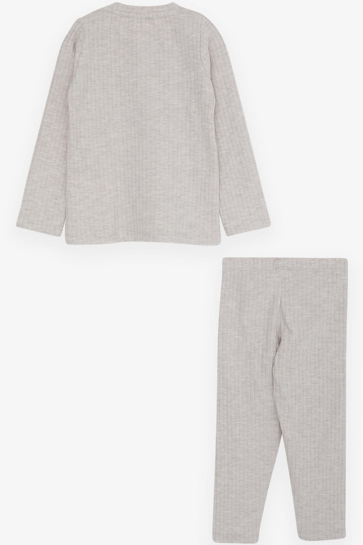 Breeze Kız Bebek Taytlı Takım Bebek Ayıcık Nakışlı Bej Melanj (9 Ay-3 Yaş)