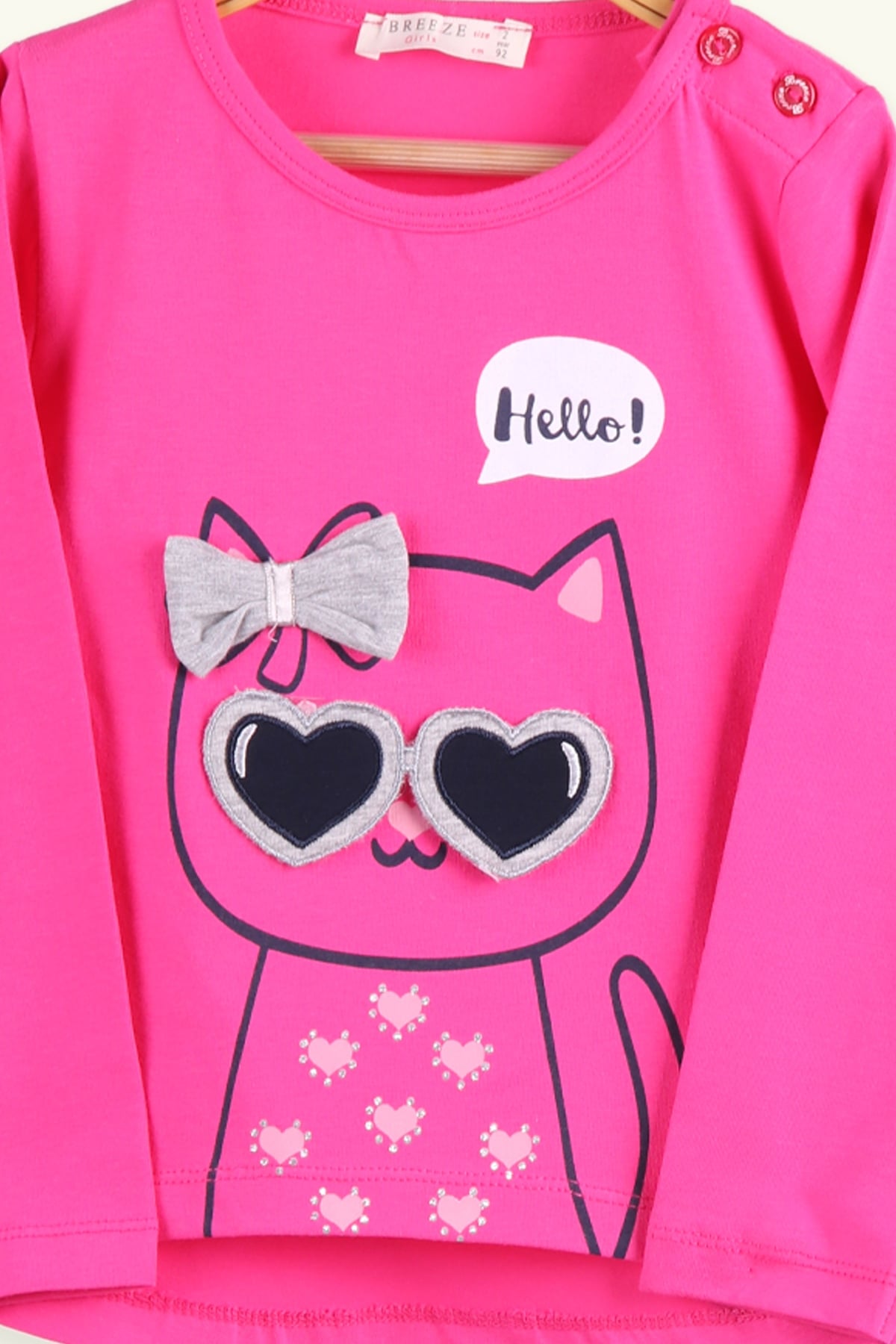 Breeze Kız Bebek Taytlı Takım Kedili Fuşya (1.5 Yaş)