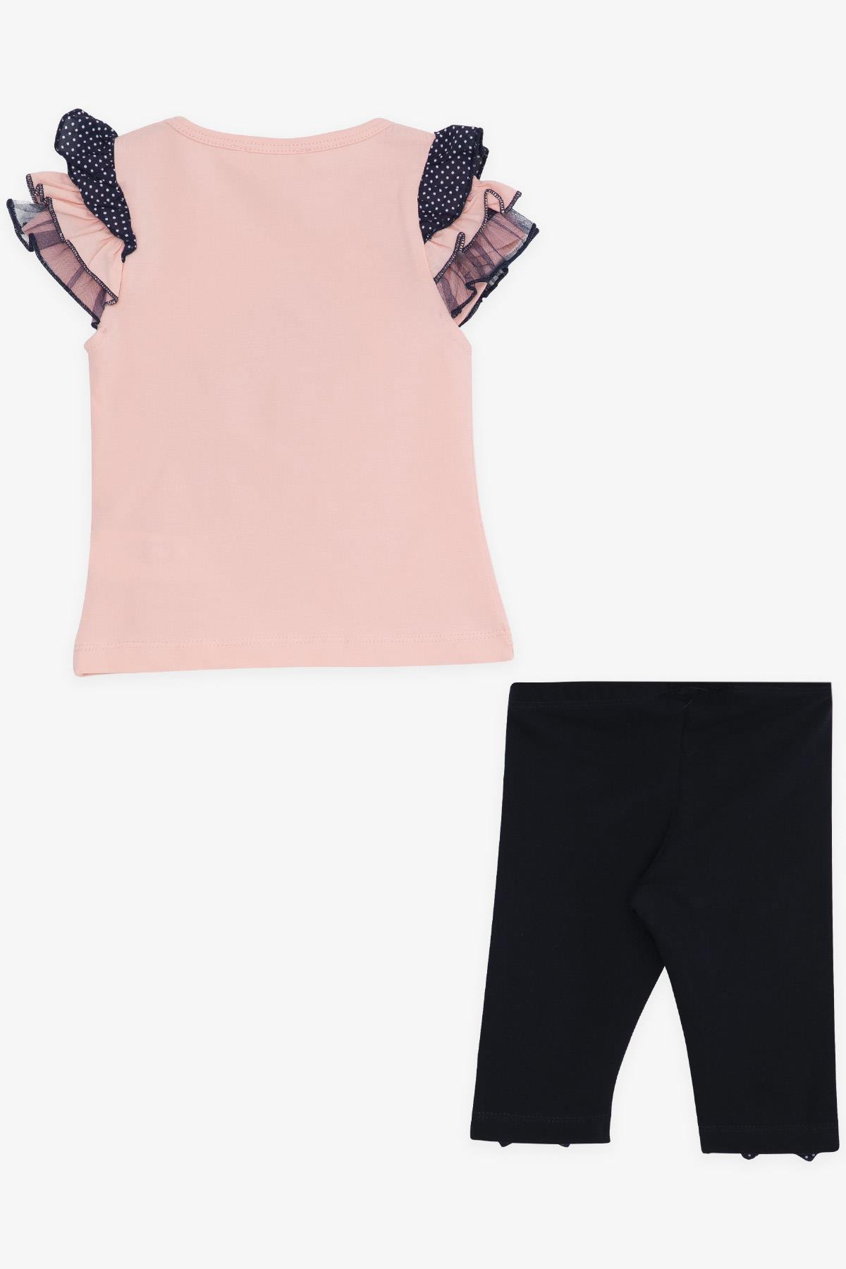 Breeze Kız Bebek Taytlı Takım Kız Baskılı Bandanalı Somon (6 Ay-2 Yaş)