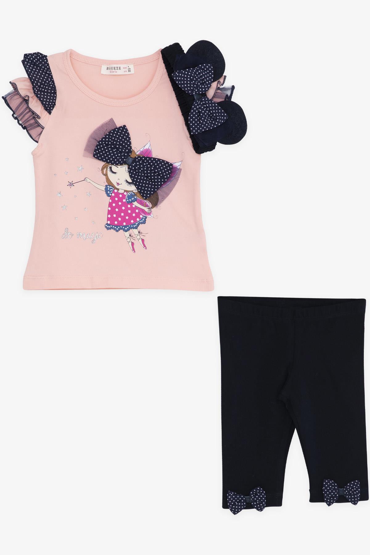 Breeze Kız Bebek Taytlı Takım Kız Baskılı Bandanalı Somon (6 Ay-2 Yaş)