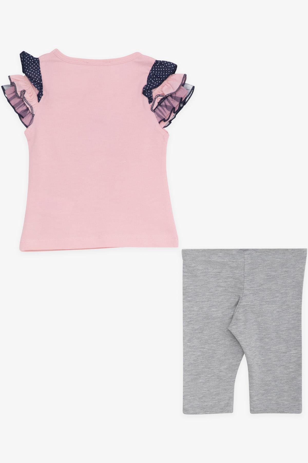 Breeze Kız Bebek Taytlı Takım Kız Baskılı Bandanalı Pembe (6 Ay-2 Yaş)