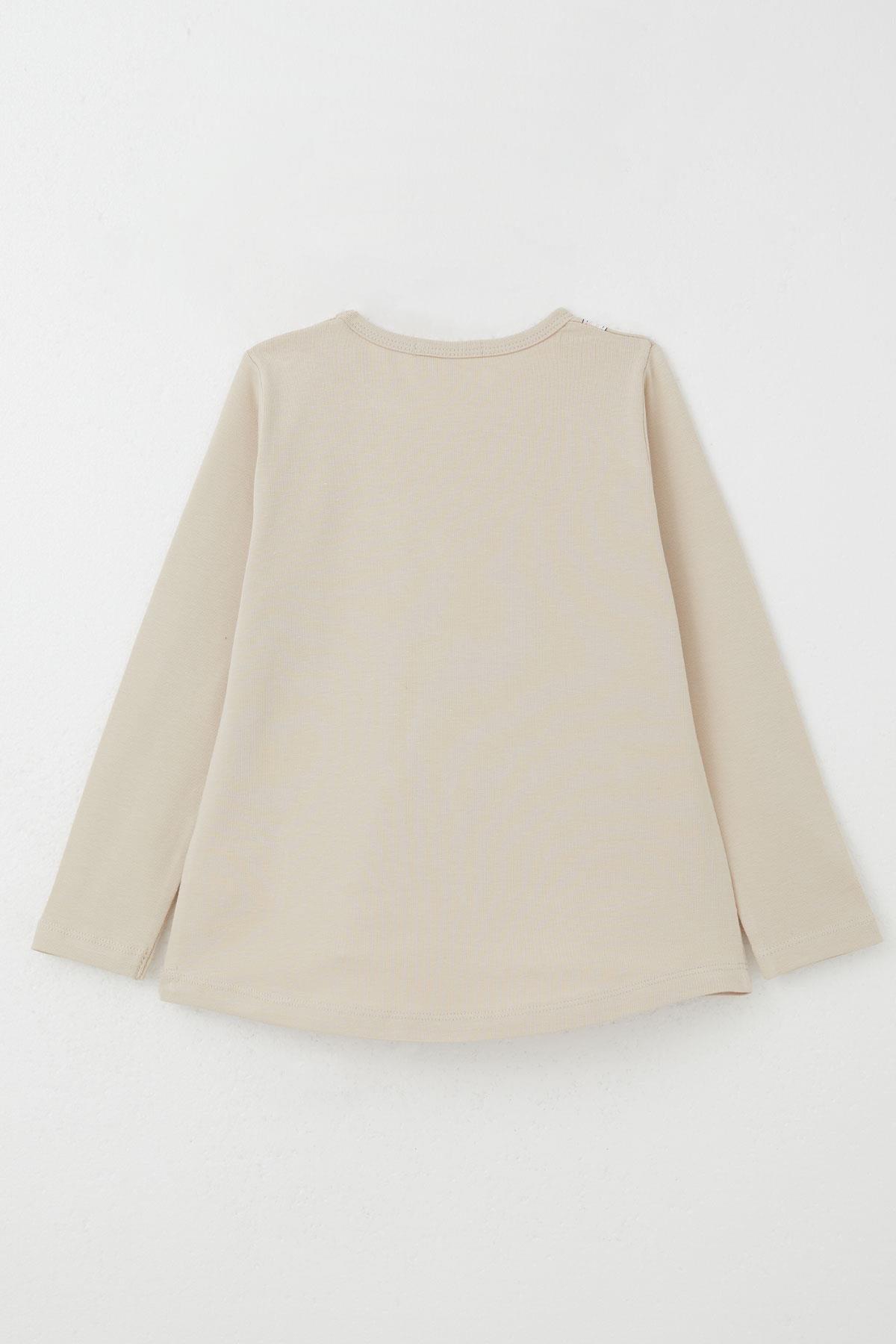 Breeze Kız Bebek Taytlı Takım Mutlu Tavşancık Baskılı Kalpli Bej (9 Ay-3 Yaş)