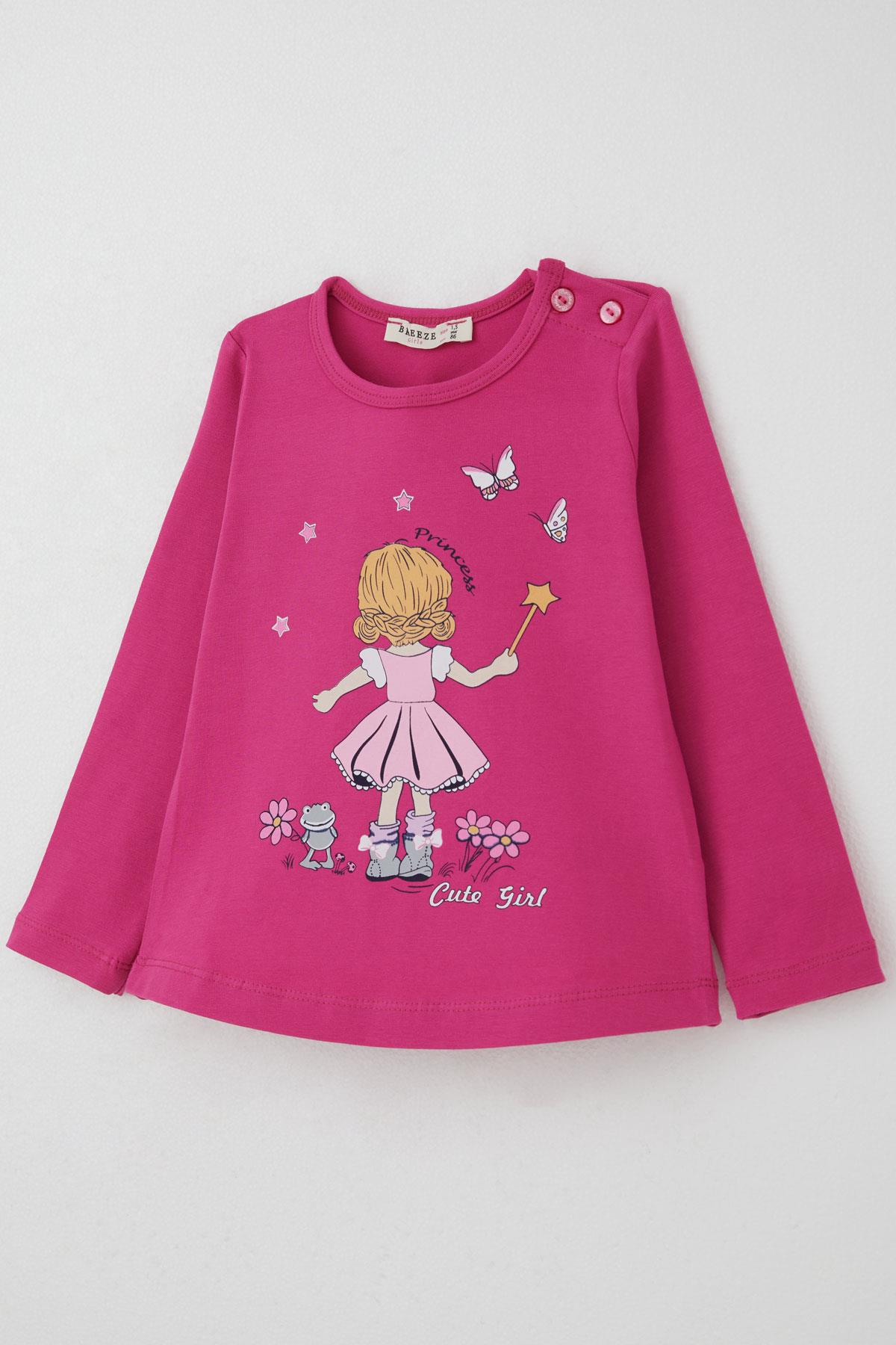 Breeze Kız Bebek Taytlı Takım Prenses Kız Baskılı Pembe (1-1.5 Yaş)