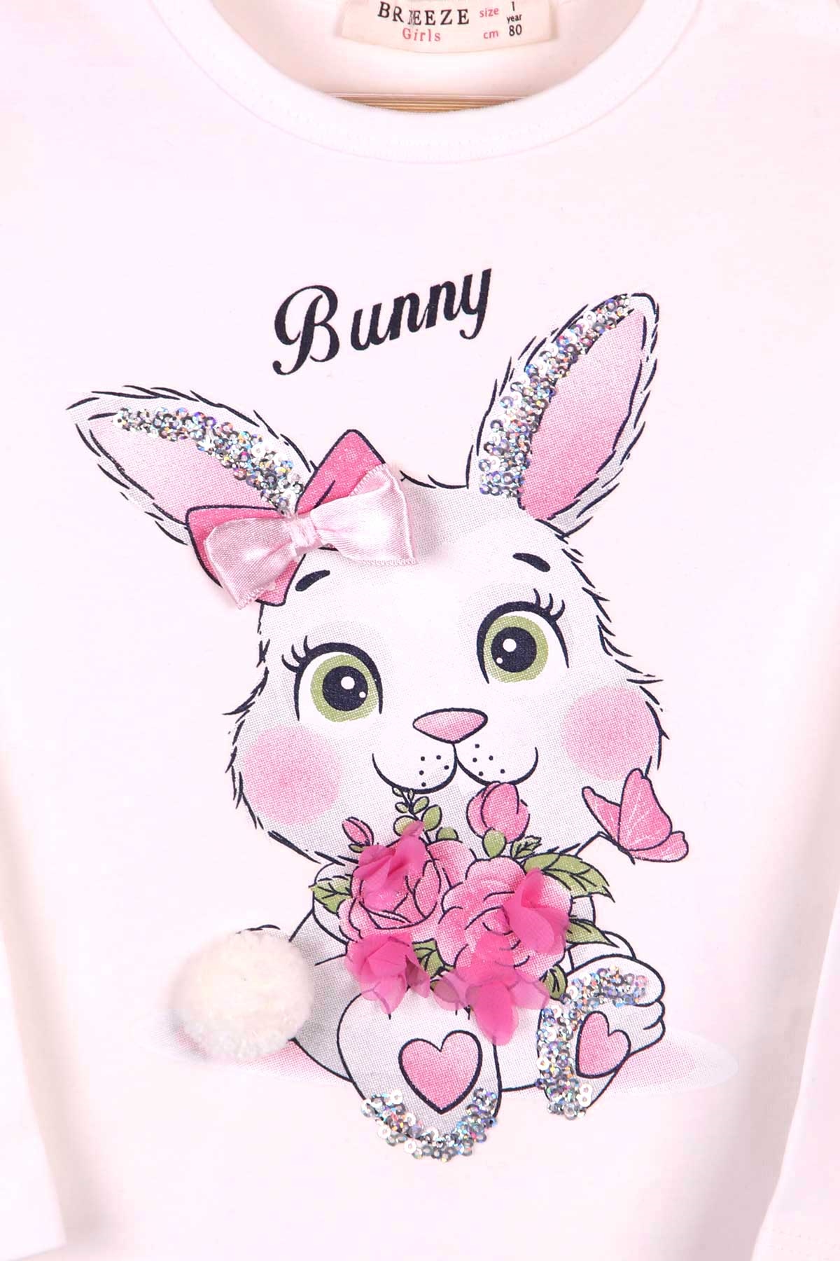 Breeze Kız Bebek Taytli Takim Pullu Fiyonklu Tavsanli Ekru (1 Yaş)