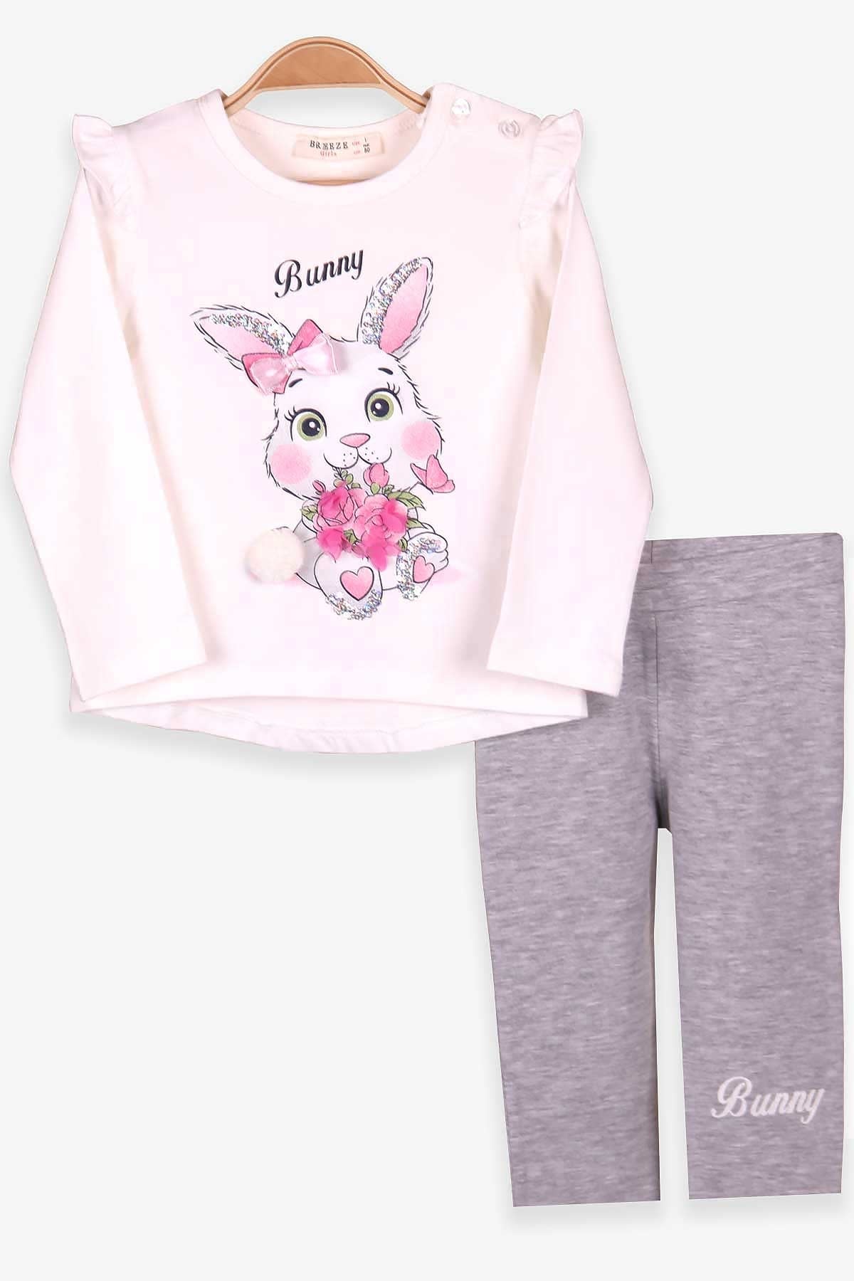 Breeze Kız Bebek Taytli Takim Pullu Fiyonklu Tavsanli Ekru (1 Yaş)