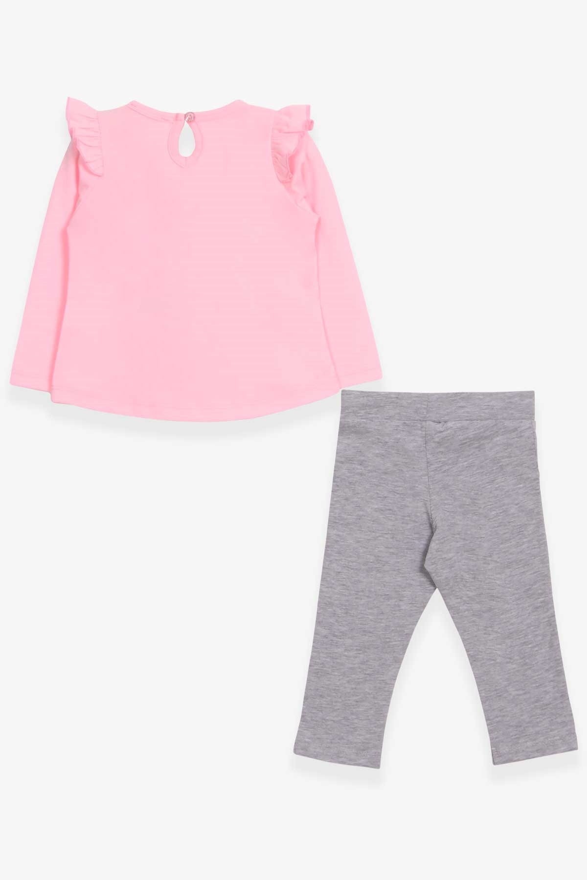 Breeze Kız Bebek Taytlı Takım Pullu Kedicik Baskılı Pudra (9 Ay-3 Yaş)