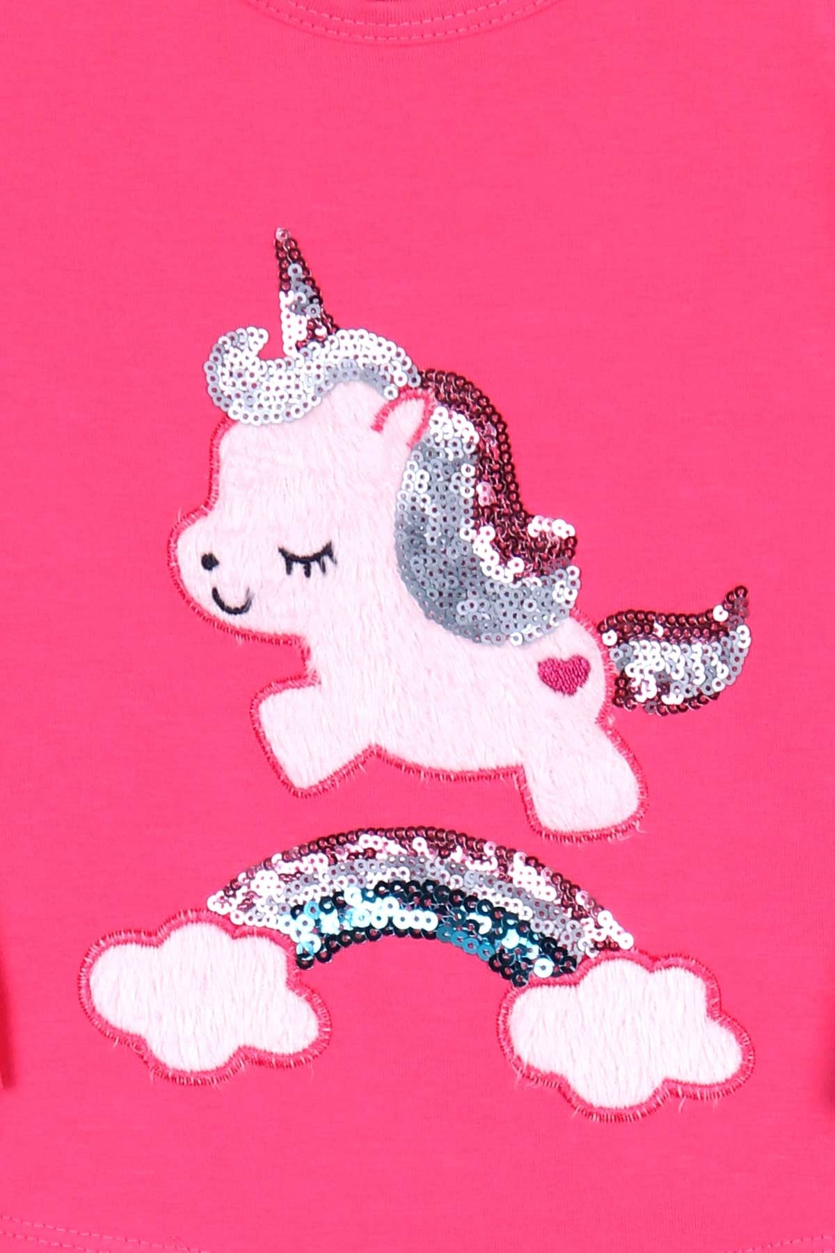 Breeze Kız Bebek Taytlı Takım Pullu Unicorn Fuşya (9 Ay-3 Yaş)