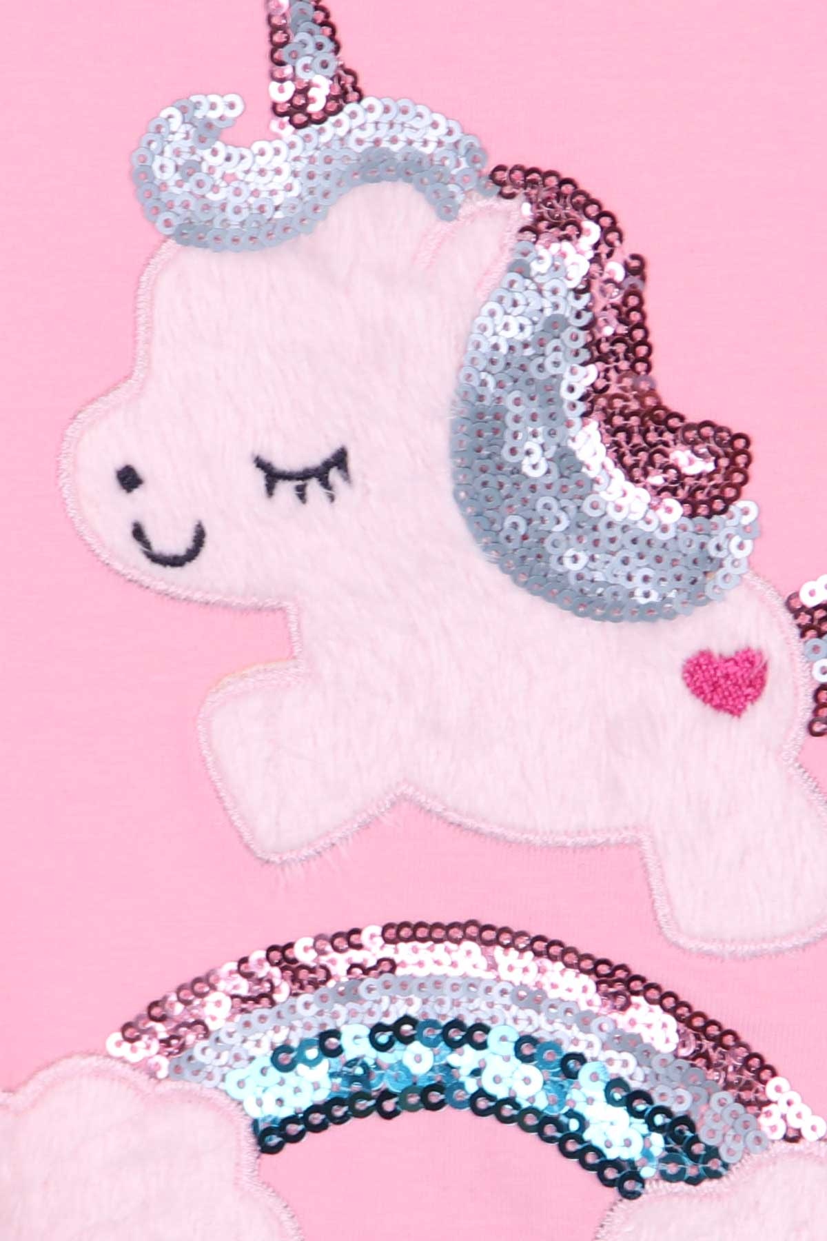 Breeze Kız Bebek Taytlı Takım Pullu Unicorn Pudra (9 Ay-3 Yaş)