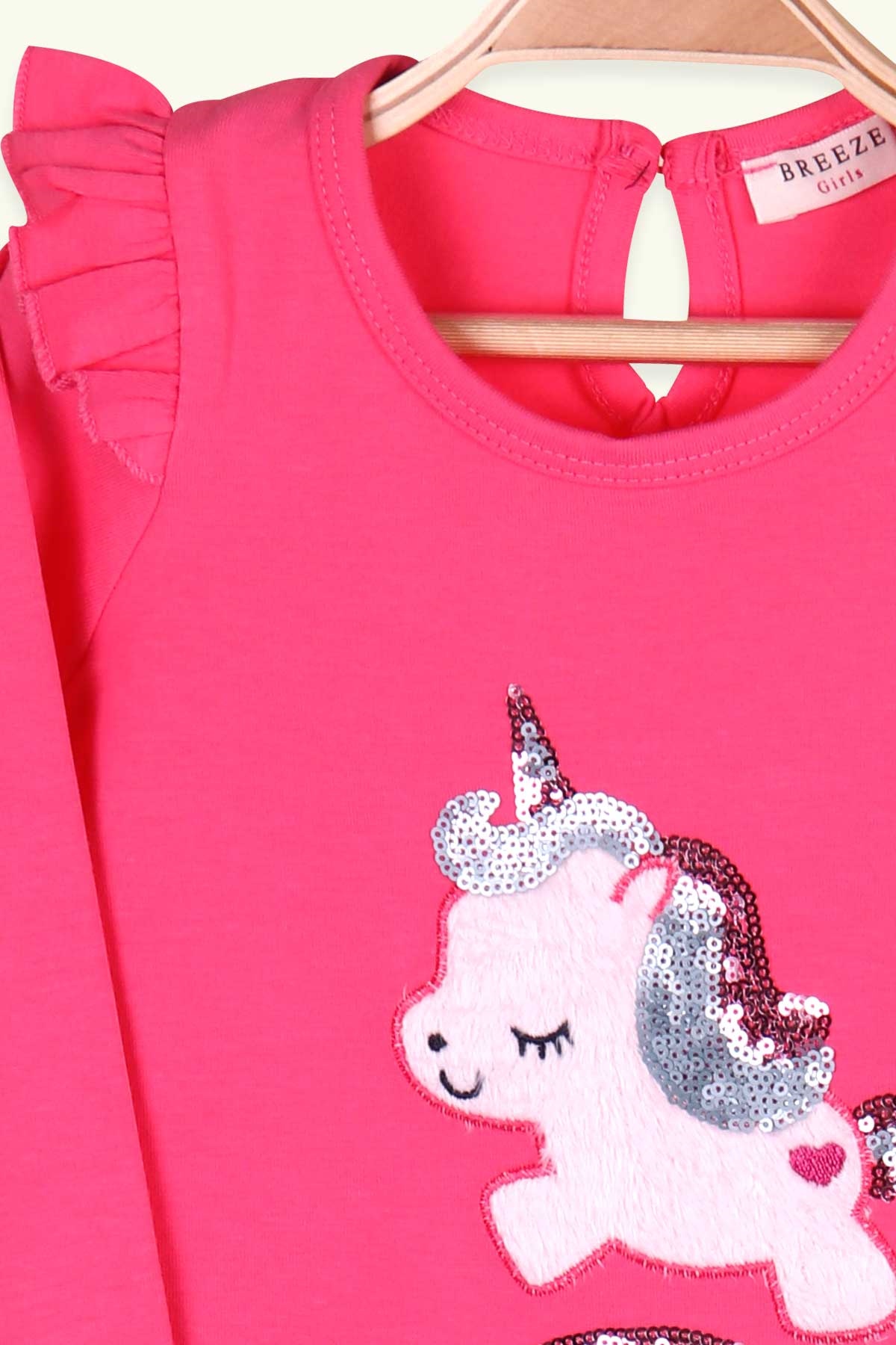 Breeze Kız Bebek Taytlı Takım Pullu Unicorn Fuşya (9 Ay-3 Yaş)