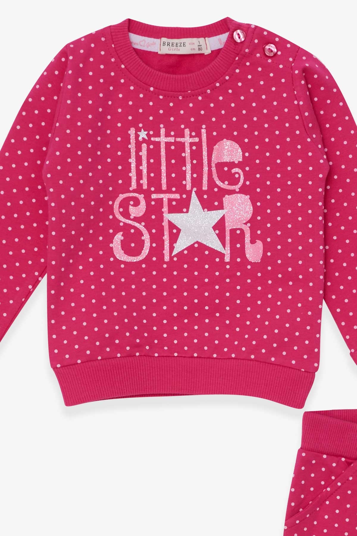 Breeze Kız Bebek Taytlı Takım Simli Puantiye Baskılı Fuşya (9 Ay-3 Yaş)