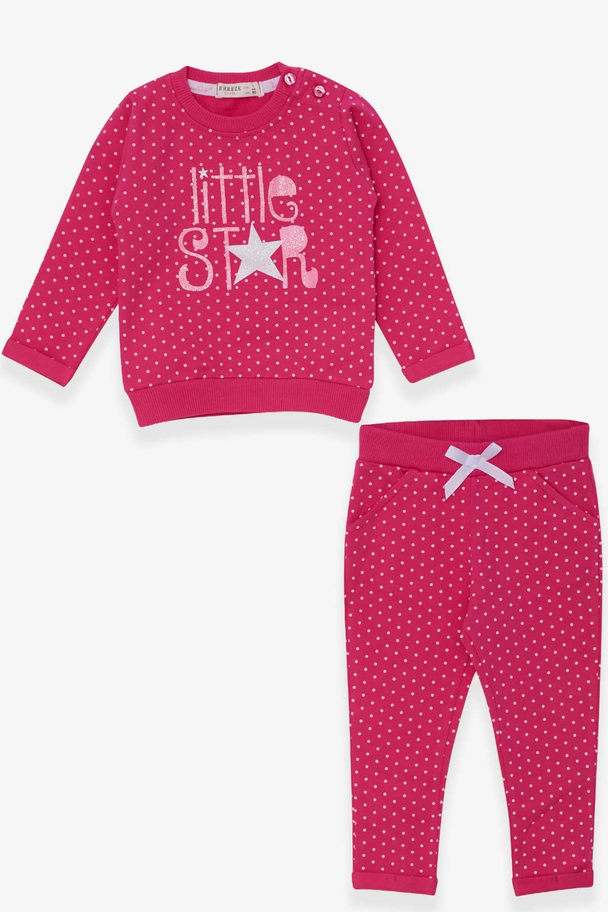 Breeze Kız Bebek Taytlı Takım Simli Puantiye Baskılı Fuşya (9 Ay-3 Yaş)