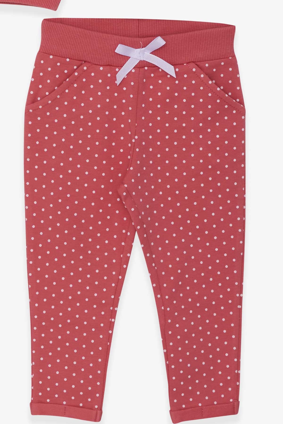 Breeze Kız Bebek Taytlı Takım Simli Puantiye Baskılı Kiremit (9 Ay-3 Yaş)