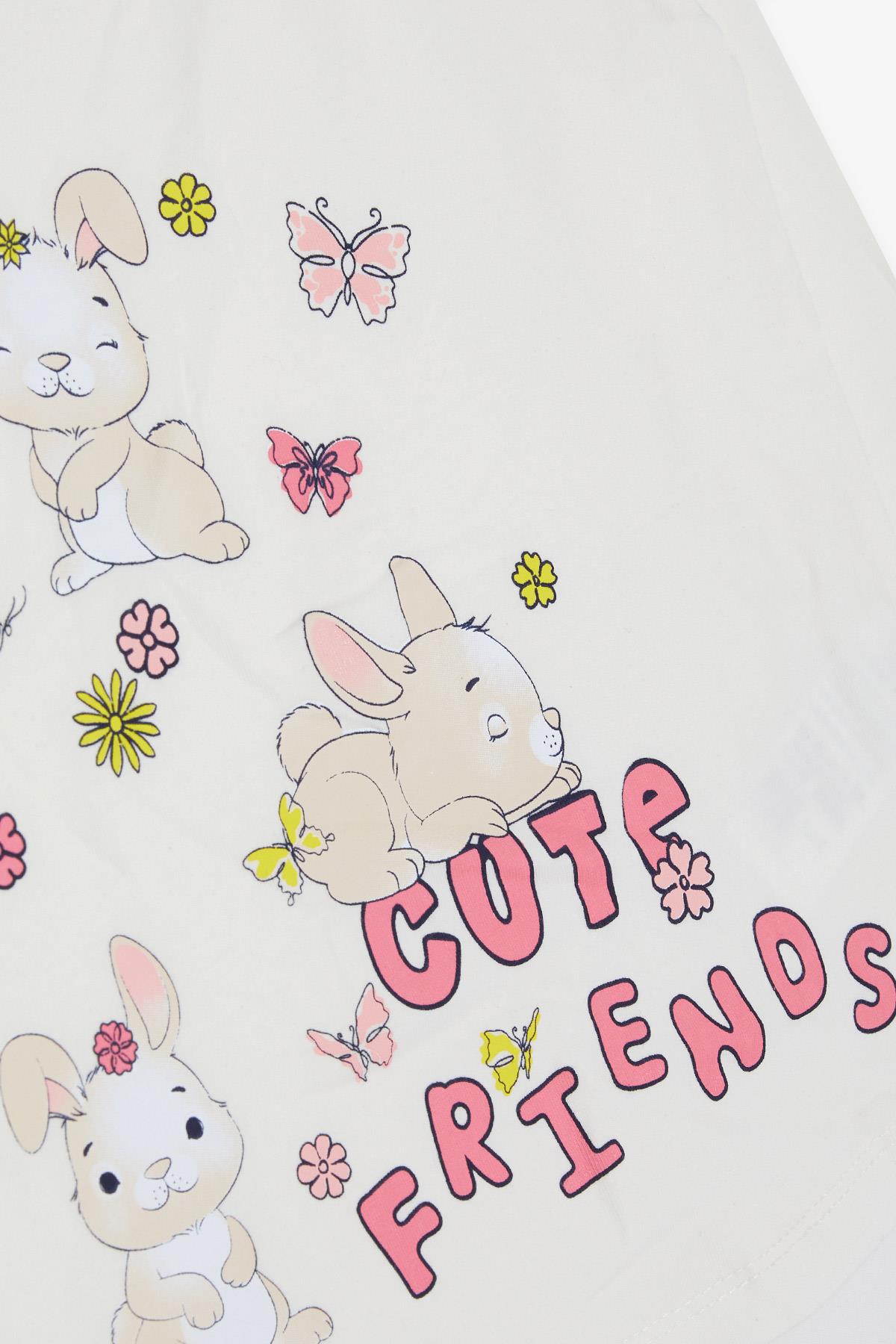 Breeze Kız Bebek Taytlı Takım Tavşan Baskılı Ekru (9 Ay-3 Yaş)