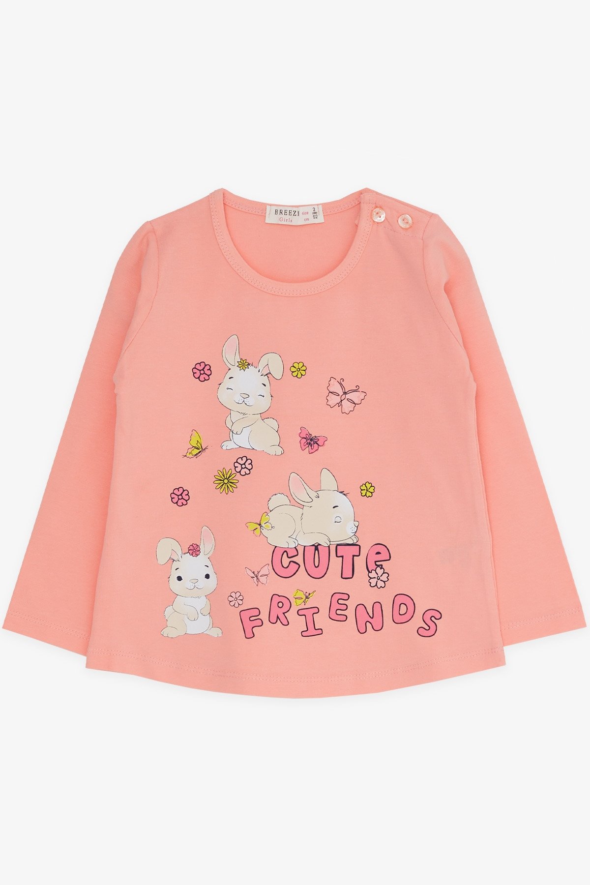 Breeze Kız Bebek Taytlı Takım Tavşan Baskılı Somon (9 Ay-3 Yaş)