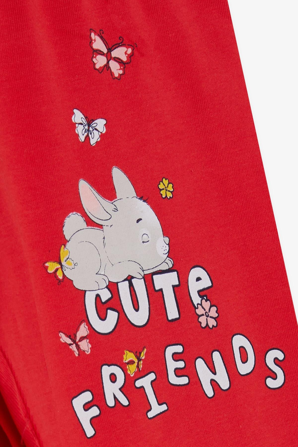 Breeze Kız Bebek Taytlı Takım Tavşan Baskılı Bej Melanj (9 Ay-3 Yaş)