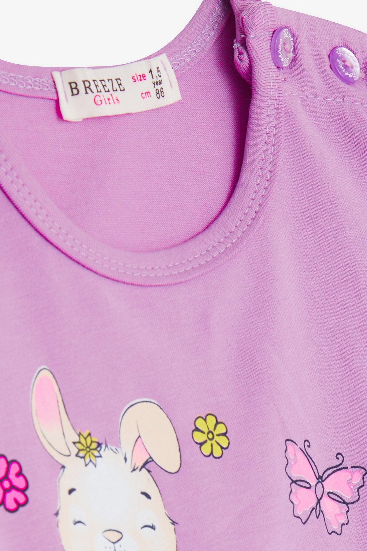 Breeze Kiz Bebek Taytli Takim Tavsan Baskili Lila (9 Ay-3 Yaş)