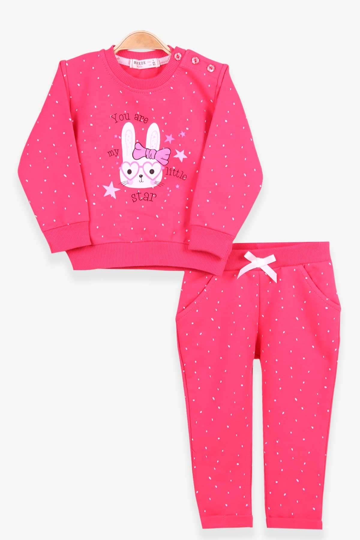 Breeze Kız Bebek Taytlı Takım Tavşancık Baskılı Mercan (6 Ay-2 Yaş)