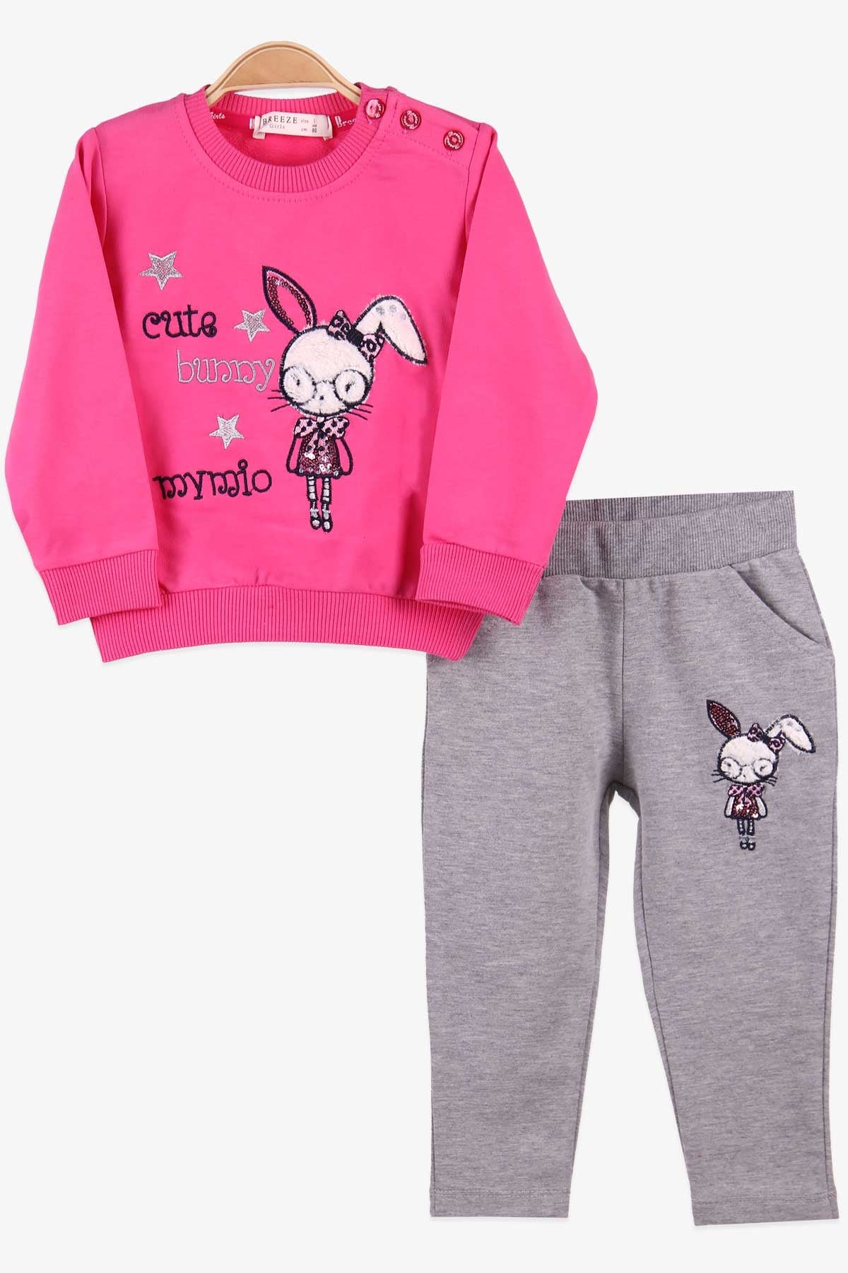 Breeze Kız Bebek Taytlı Takım Tavşanlı Pembe (9 Ay-1.5 Yaş)