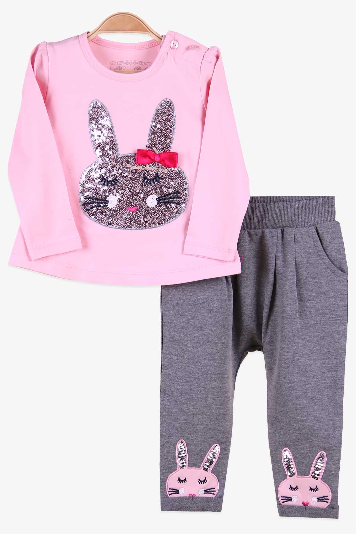 Breeze Kız Bebek Taytlı Takım Tavşanlı Pembe(9 Ay)