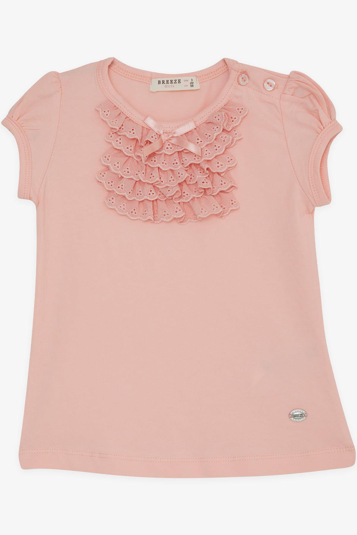 Breeze Kız Bebek Tişört Güpürlü Somon (9 Ay-3 Yaş)