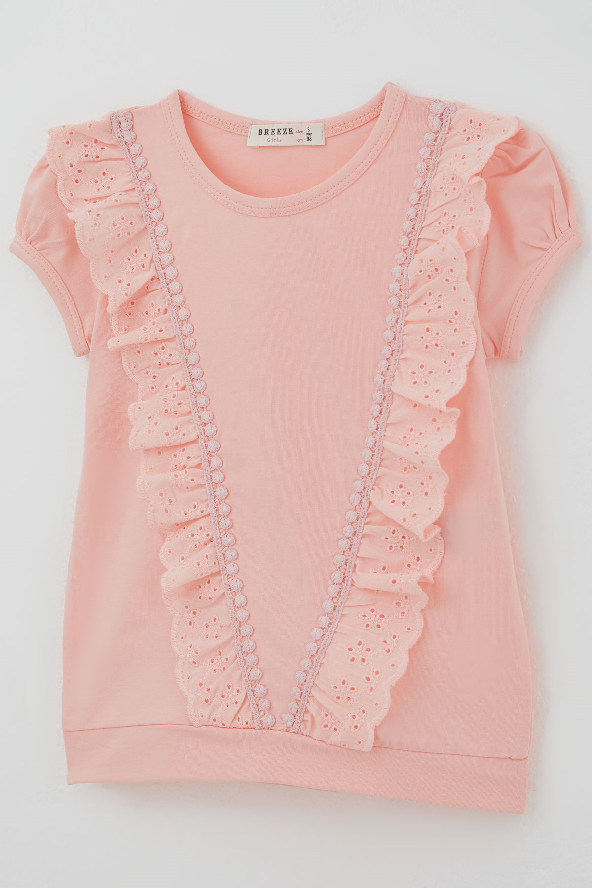 Breeze Kız Bebek Tişört Güpürlü Somon (1.5-5 Yaş)