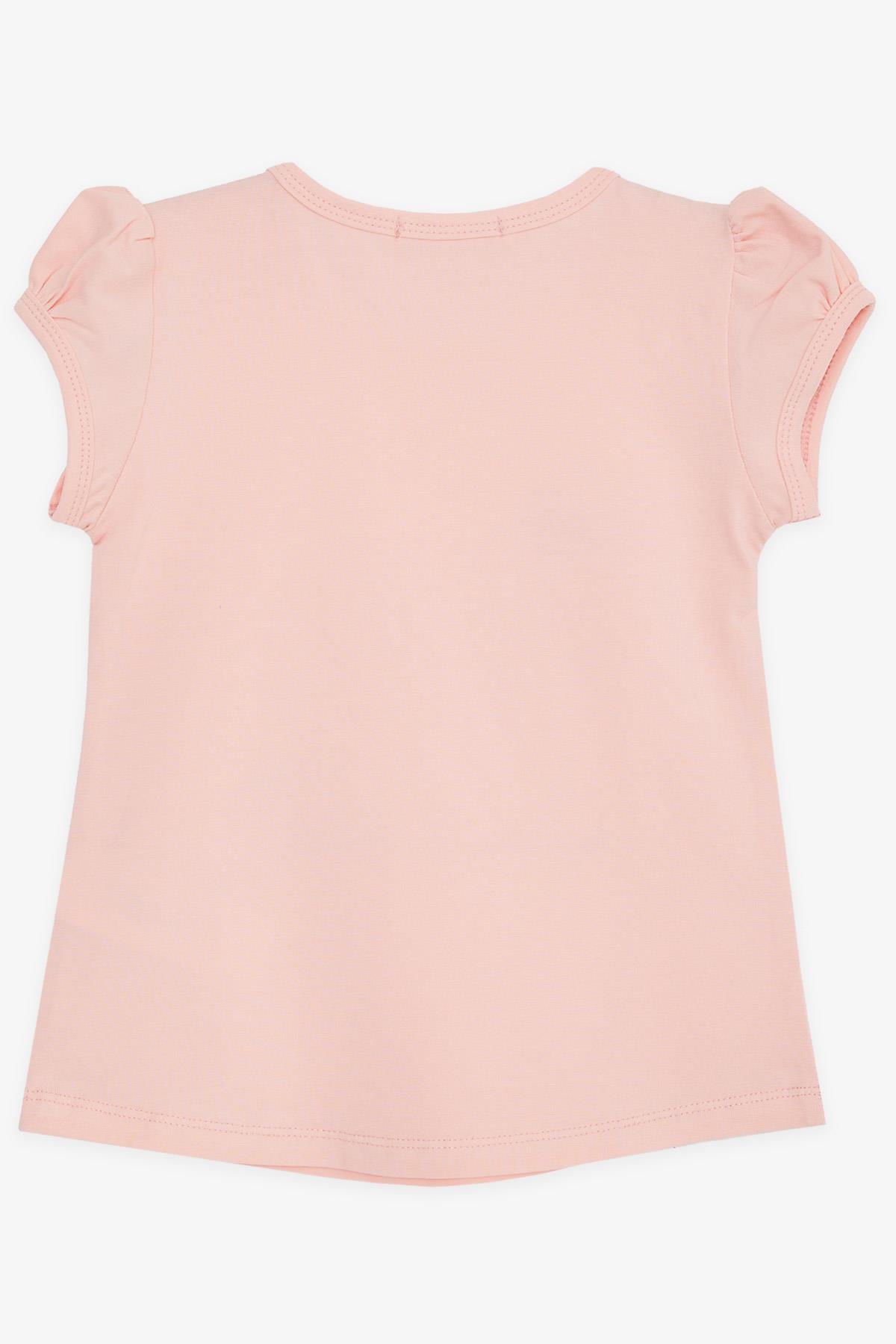 Breeze Kız Bebek Tişört Kelebek Baskılı Nakışlı Somon (9 Ay-3 Yaş)