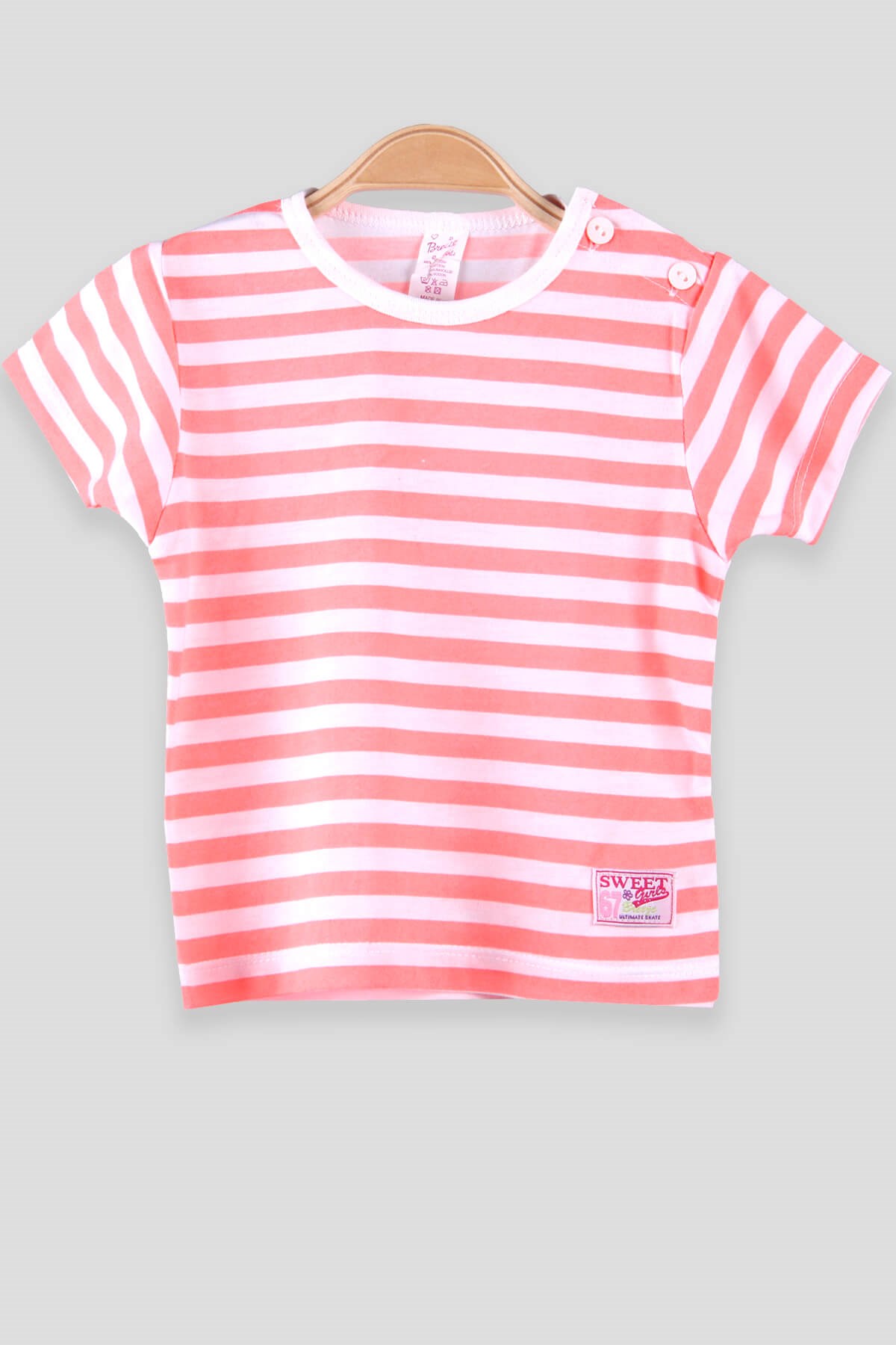 Breeze Kız Bebek Tişört Patlı Çizgili Beyaz (1-4 Yaş)