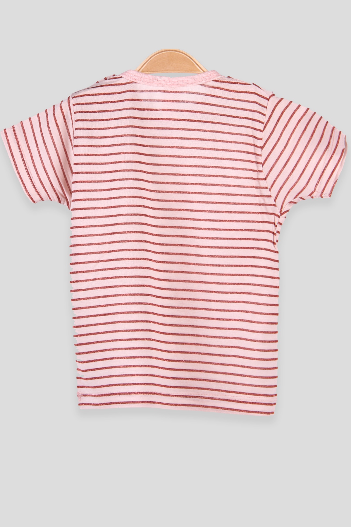 Breeze Kız Bebek Tişört Patlı Çizgili Simli  Pudra (1-4 Yaş)