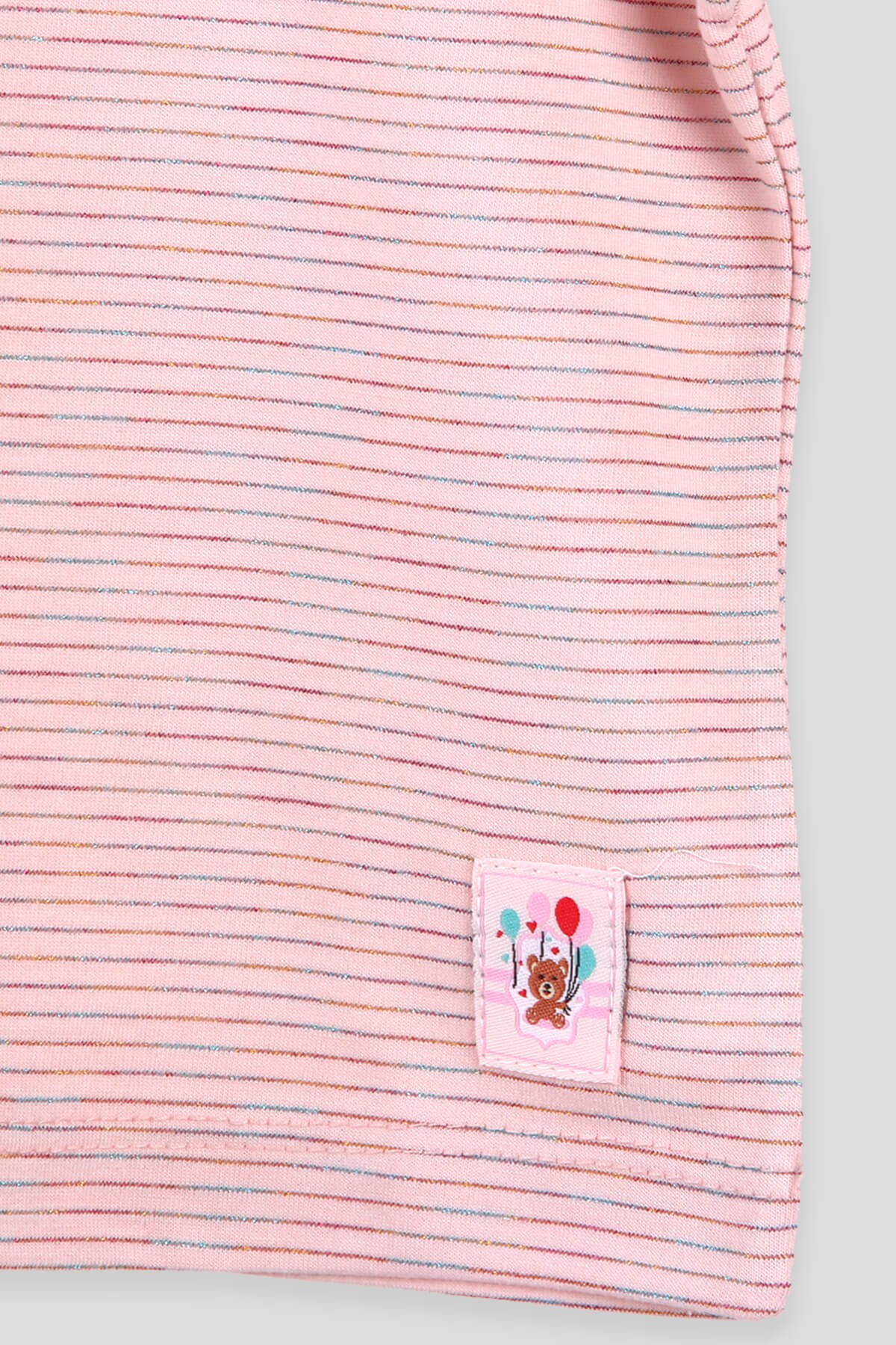Breeze Kız Bebek Tişört Patlı Çizgili Simli  Pudra (1-4 Yaş)