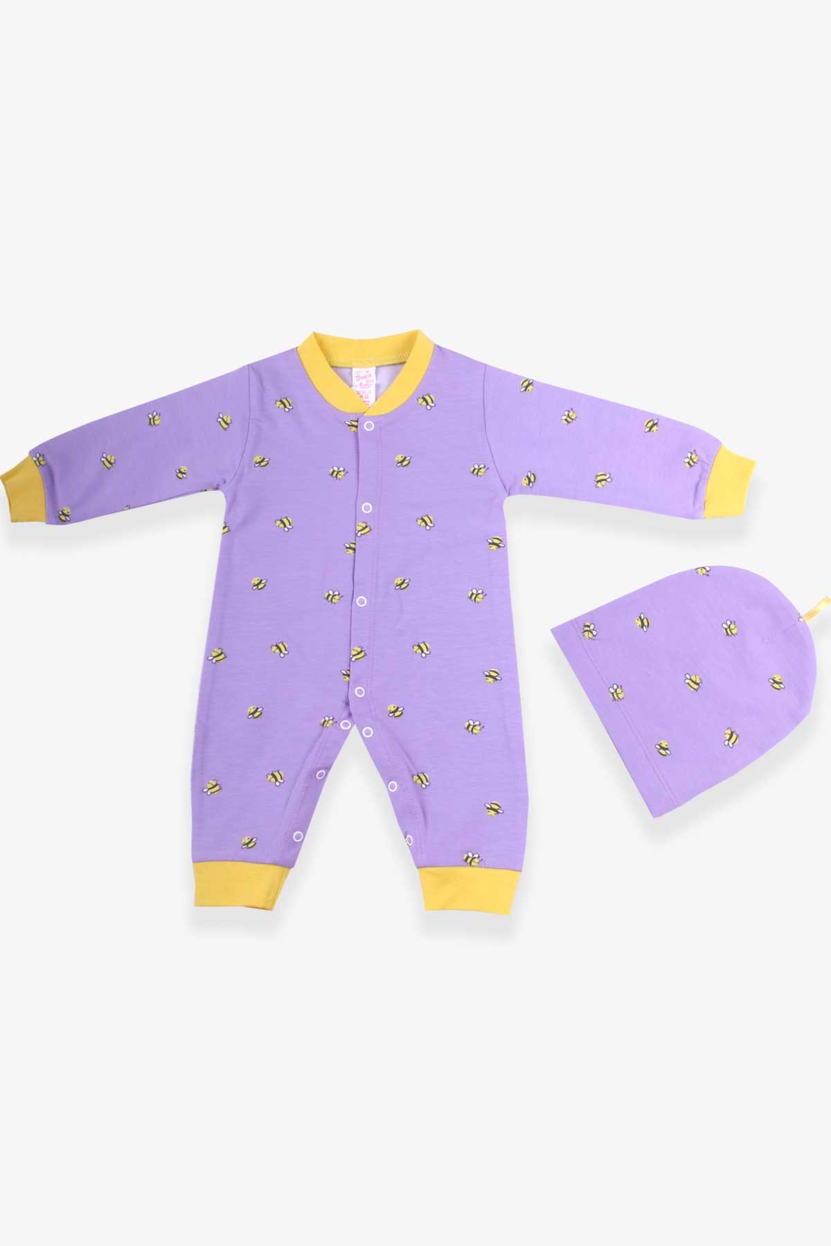 Breeze Kız Bebek Tulum Arı Desenli Lila (0-3 Ay-6 Ay)