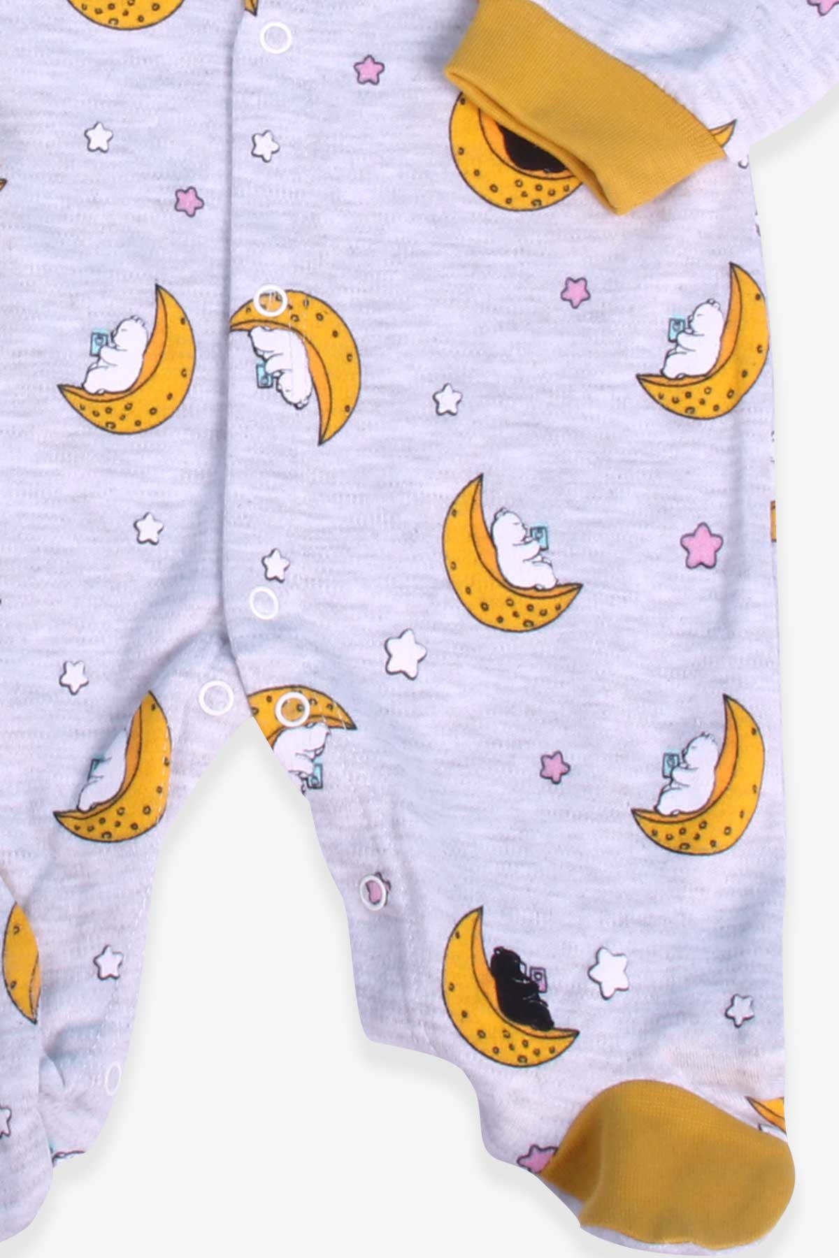 Breeze Kız Bebek Tulum Ay Desenli Şapkalı Set Gri Melanj (0-3 Ay-6 Ay)
