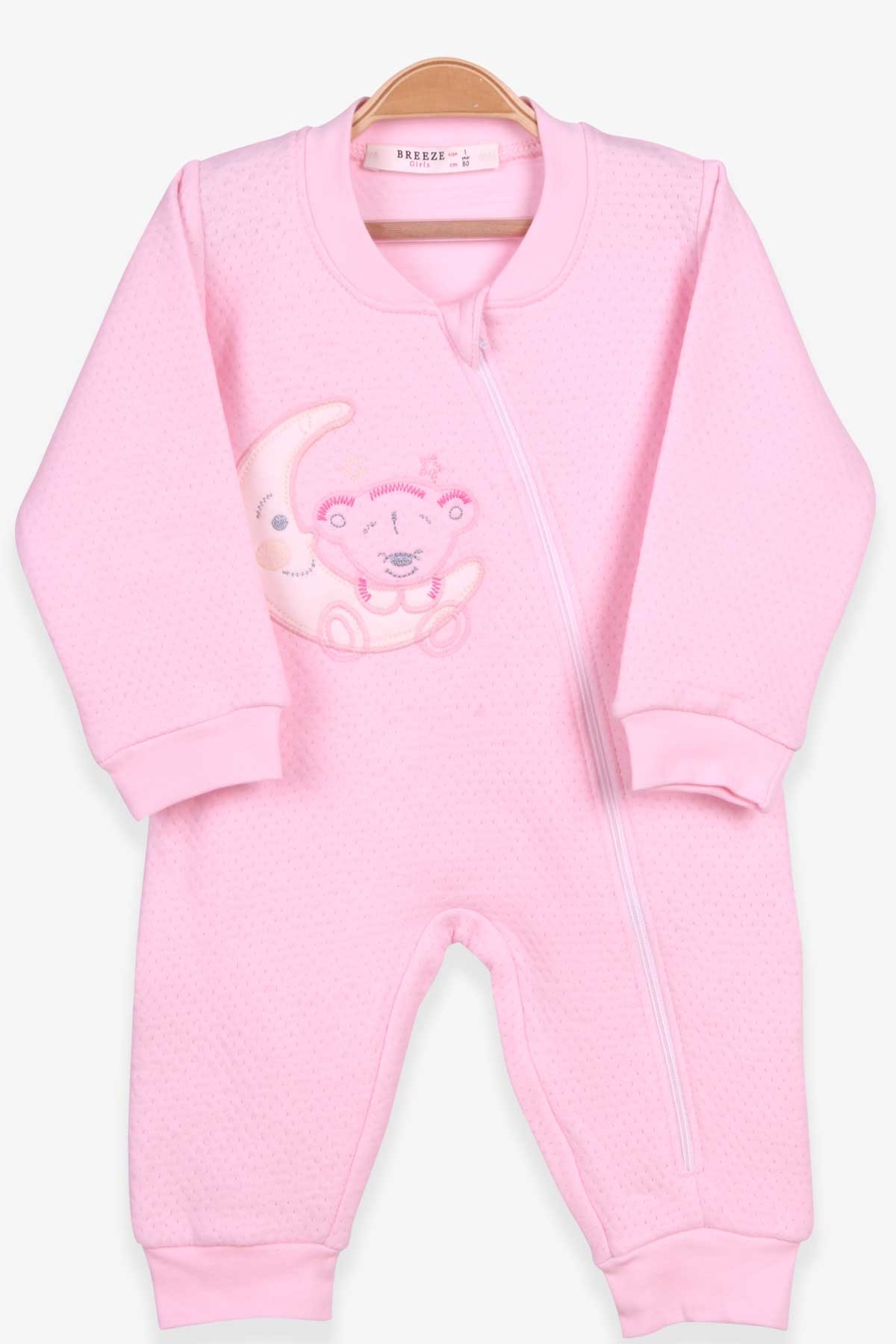 Breeze Kız Bebek Tulum Ayı Nakışlı Pudra (4 Ay-1.5 Yaş)