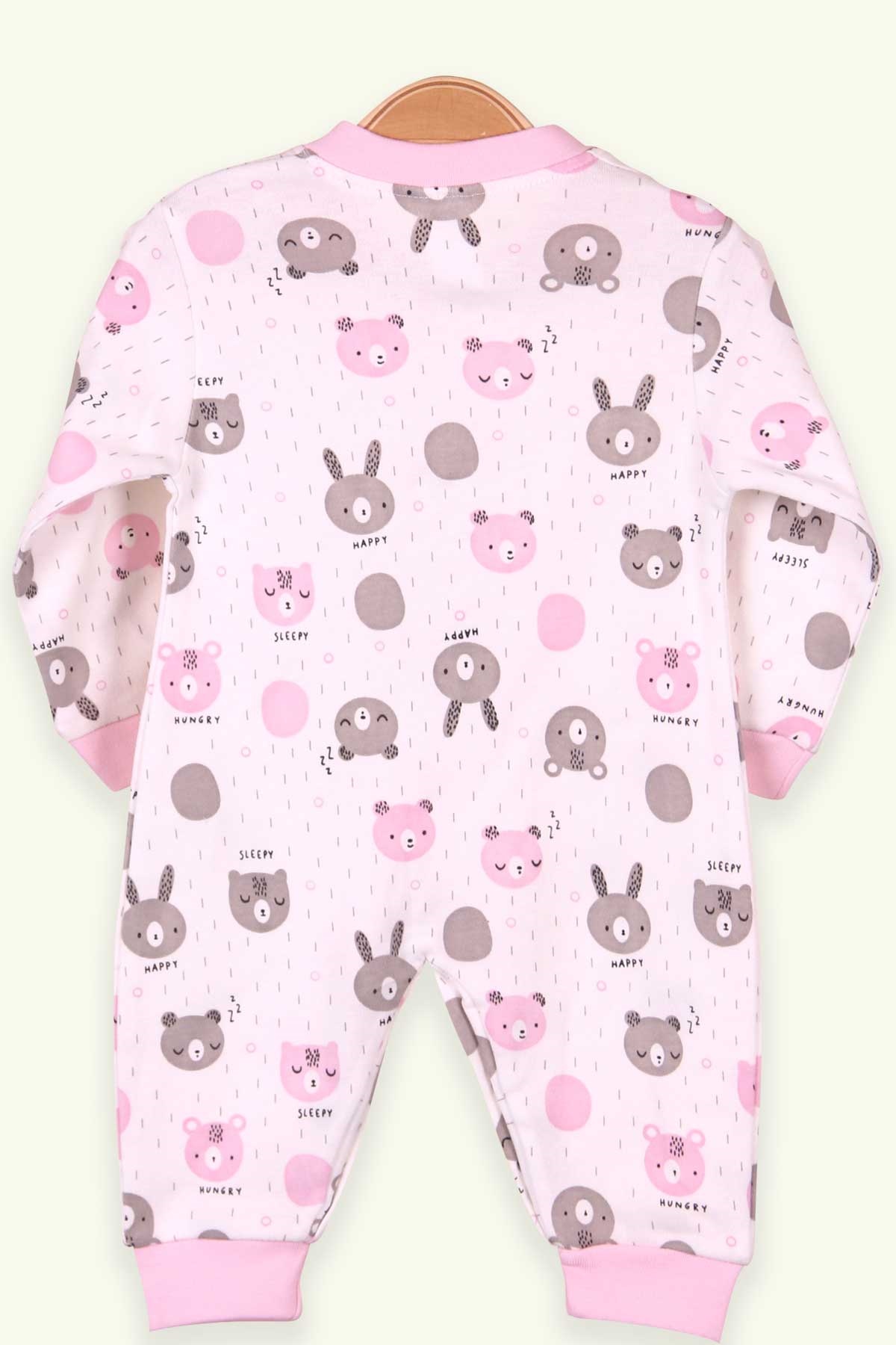 Breeze Kız Bebek Tulum Ayıcıklı Tavşanlı Pudra (0-3 Ay-4 Ay)