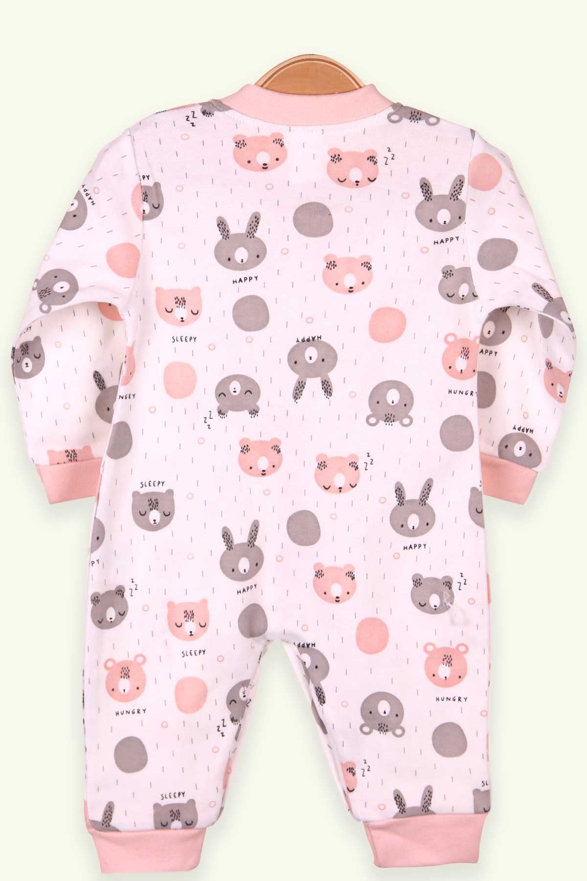 Breeze Kız Bebek Tulum Ayıcıklı Tavşanlı Somon (0-3 Ay-4 Ay)