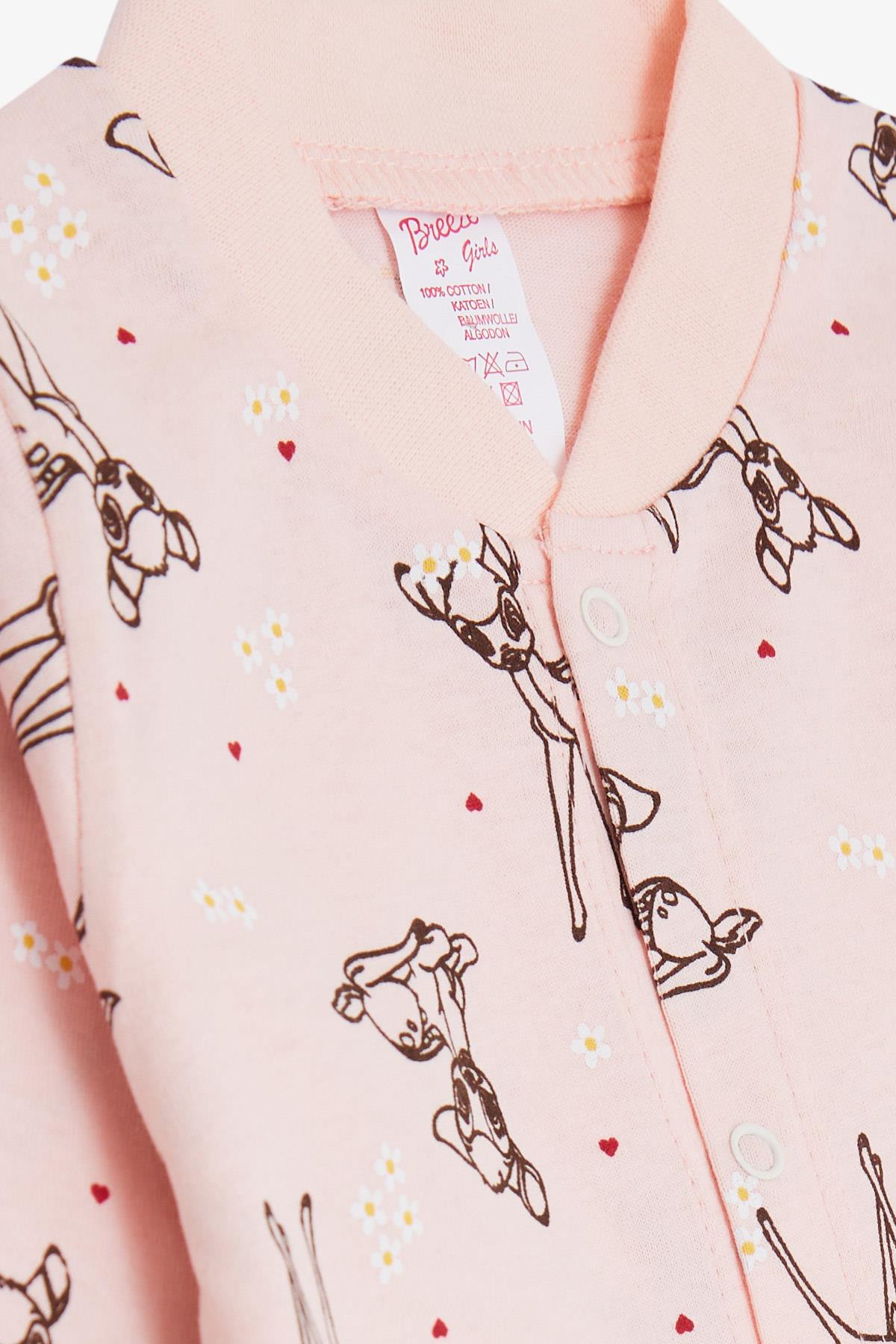 Breeze Kız Bebek Tulum Bahar Temalı Ceylancık Desenli Pudra (0-6 Ay)