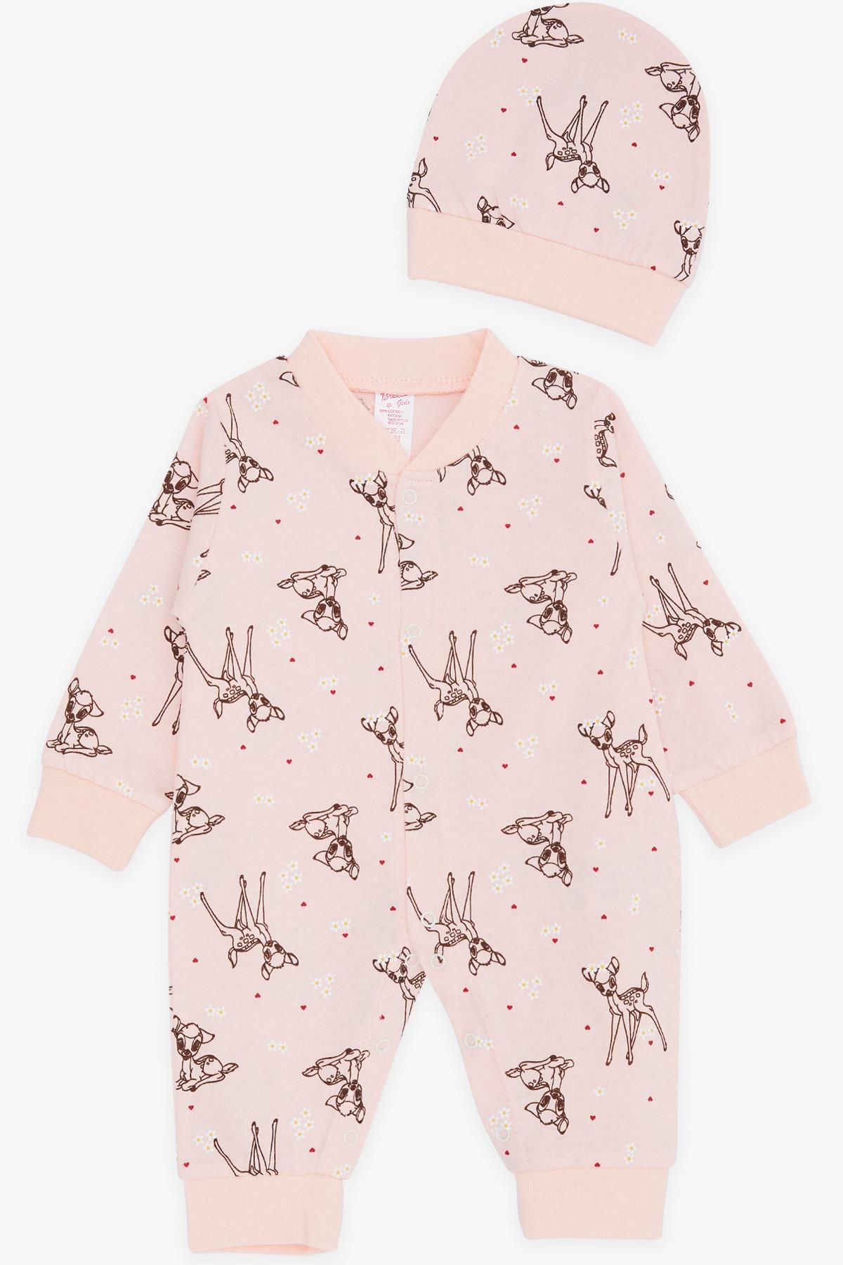 Breeze Kız Bebek Tulum Bahar Temalı Ceylancık Desenli Pudra (0-6 Ay)