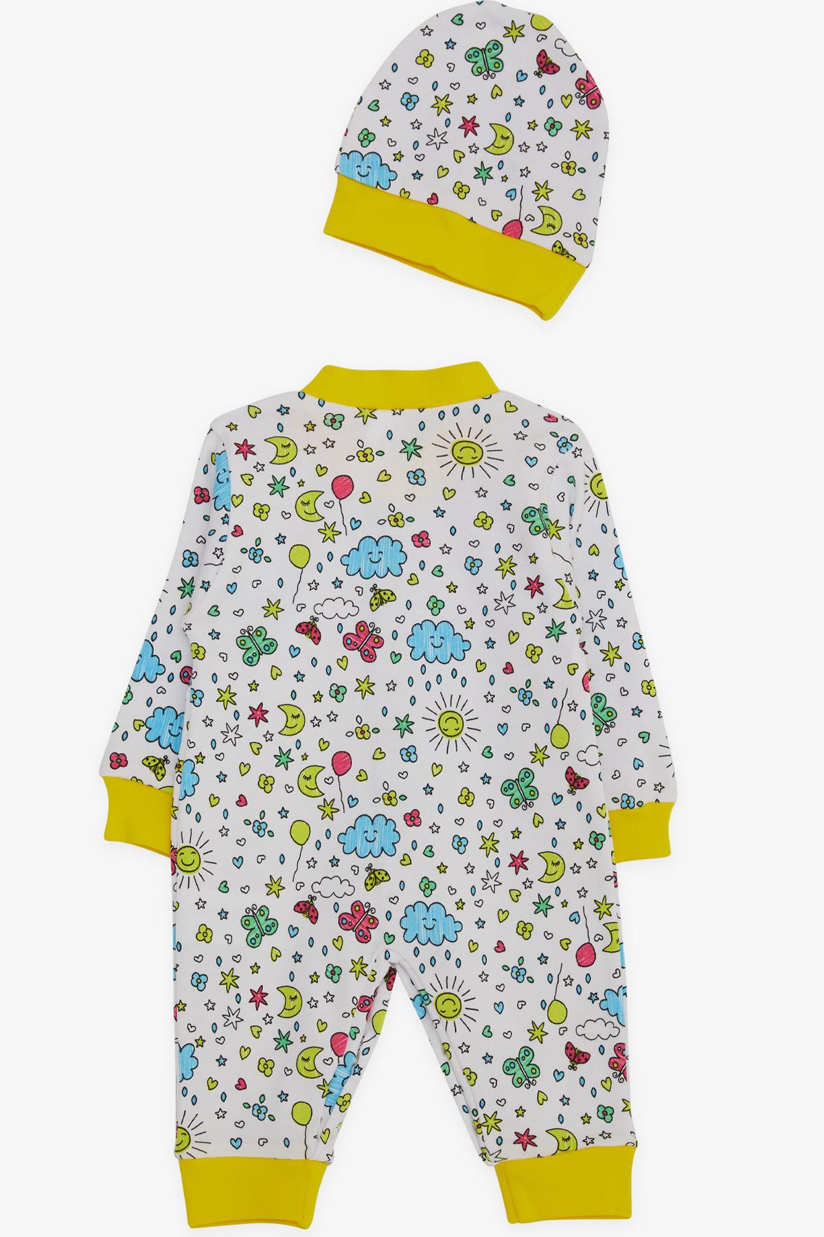 Breeze Kız Bebek Tulum Bahar Temalı Çiçek Desenli Beyaz (0-3 Ay-6 Ay)